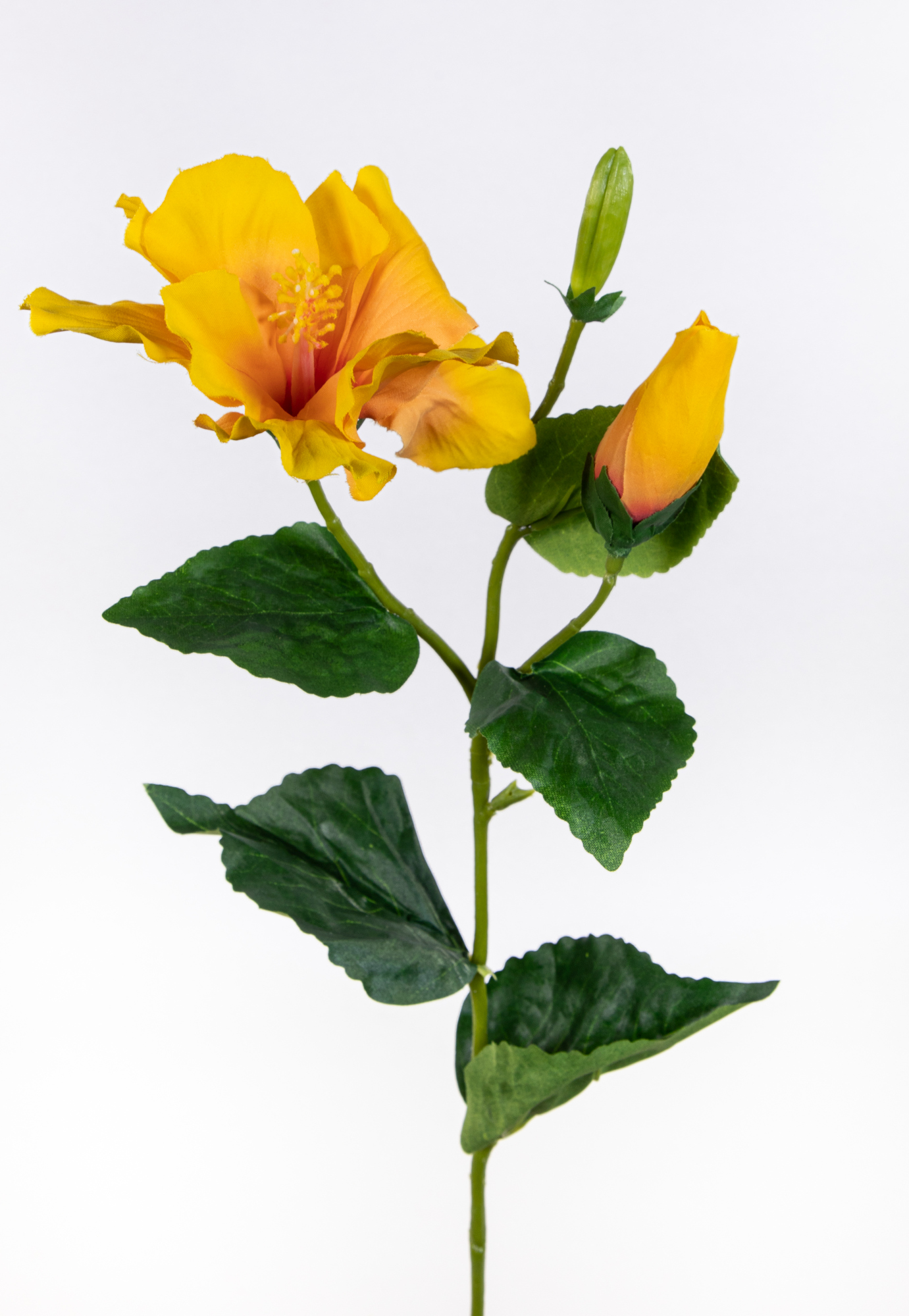 Hibiskuszweig 62cm gelb OG Kunstblumen künstlicher Hibiskus Blumen Seidenblumen