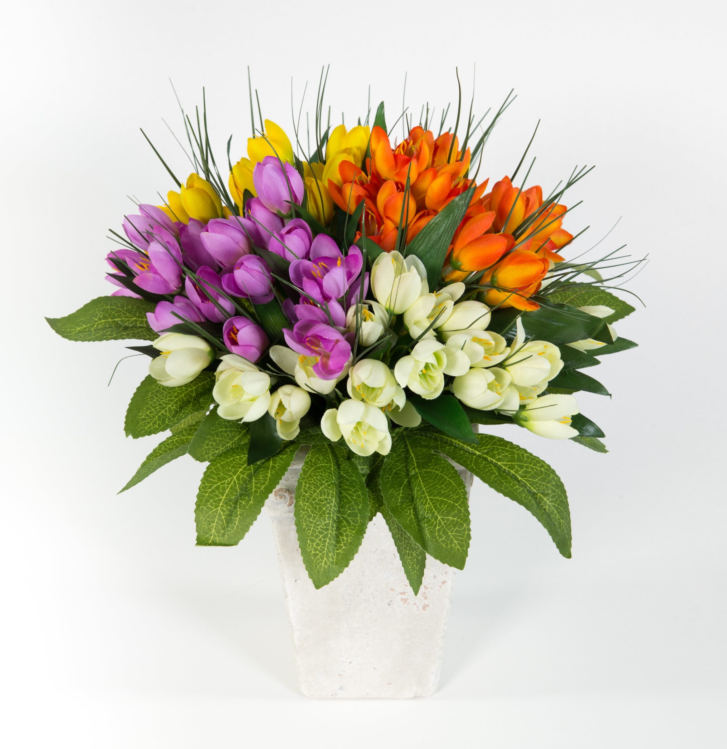 Krokusstrauß 32x30cm bunt Frühlingsstrauß Kunstblumen künstlicher handgebundener Strauß Blumenstrauß