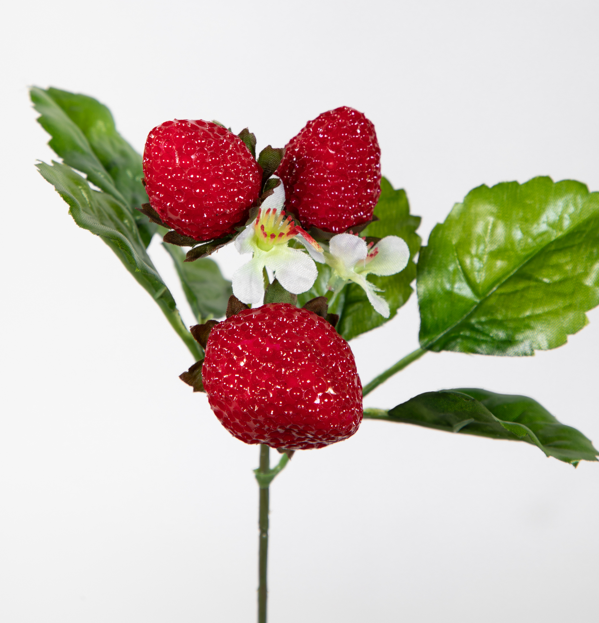 6 Stück Erdbeer-Pick 24cm FI künstliche Erdbeeren Pflanzen Blumen Kunstobst Dekoobst