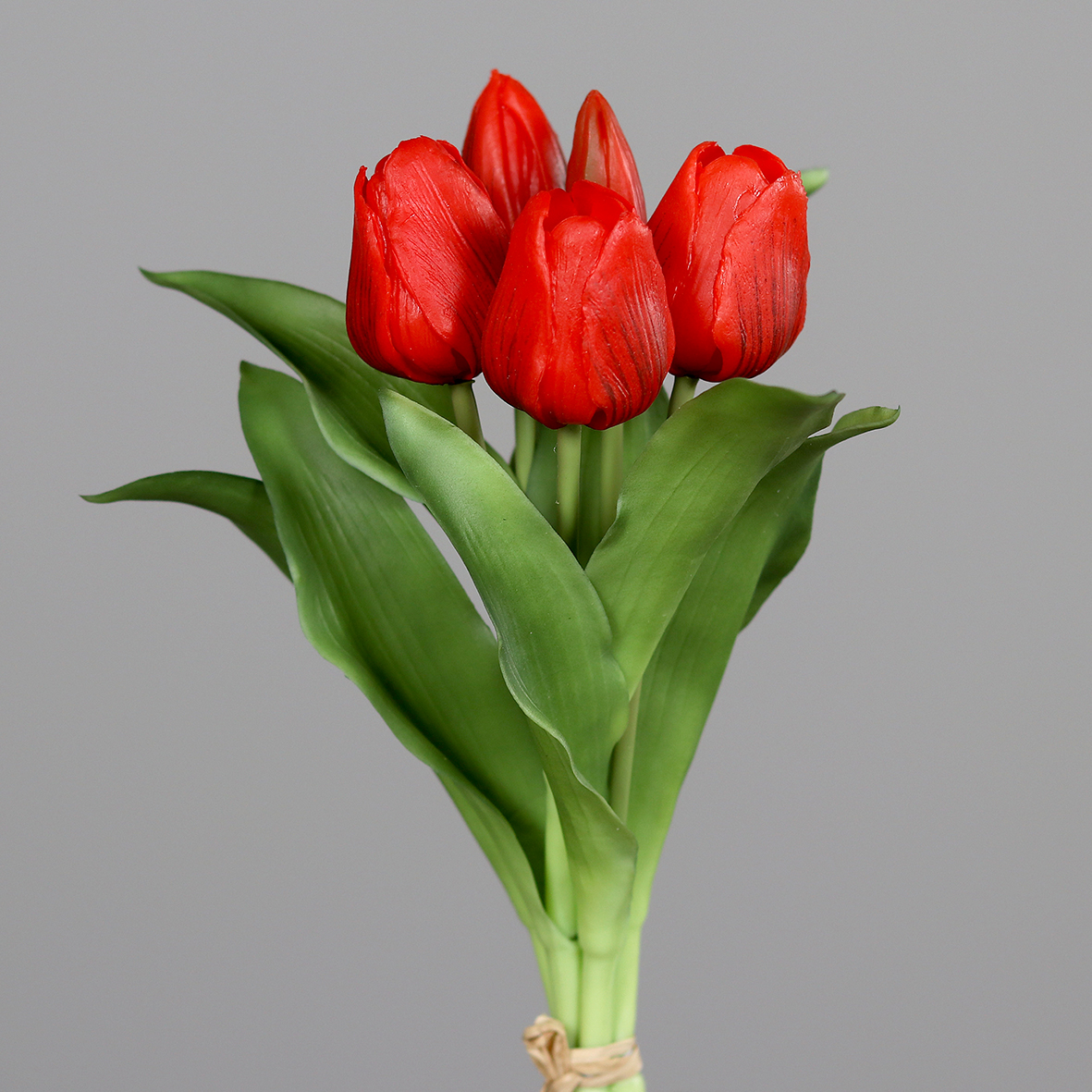 Tulpenbund Nature Real Touch 32x20cm rot mit 5 Blüten DP Kunstblumen künstliche Blumen Tulpen Latex