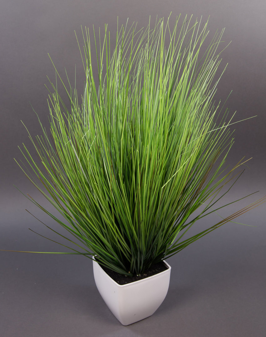 Dekogras 62x45cm im weißen Topf DP künstliche Pflanzen Kunstpflanzen Grasbusch Kunstgras