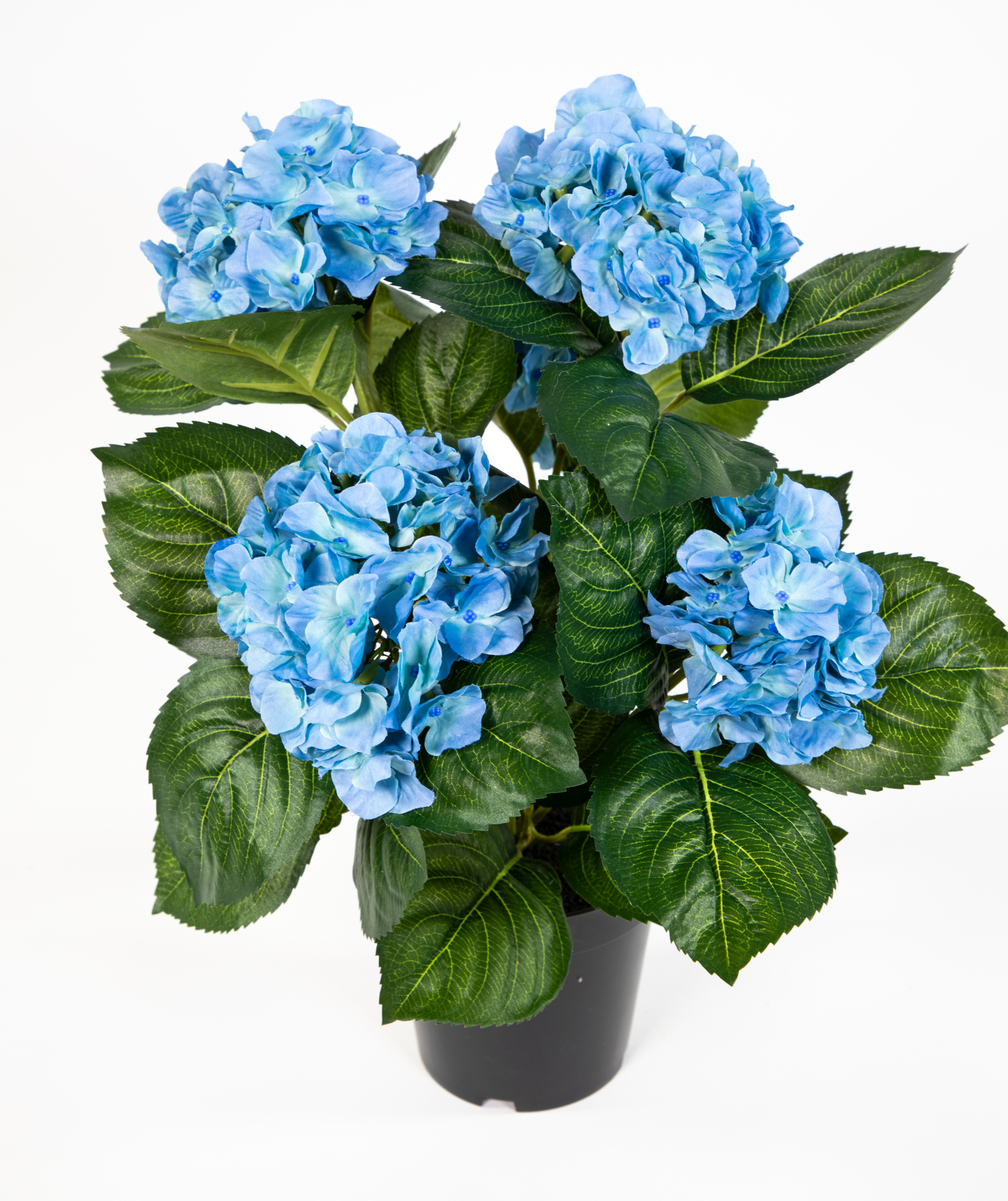Hortensienbusch Deluxe 42cm blau im Topf LM Kunstpflanzen Kunstblume künstliche Hortensie Blumen