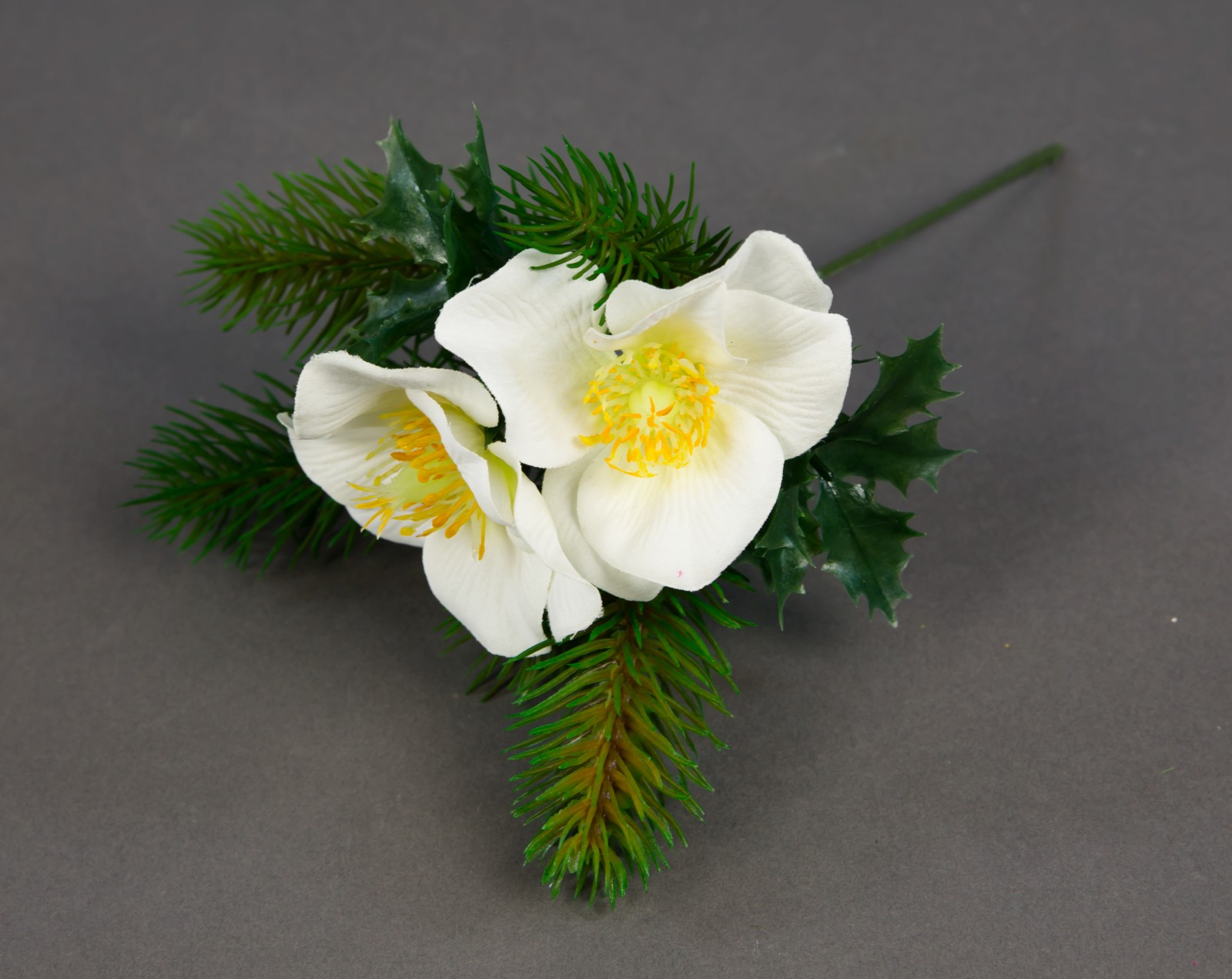 12 Stück Christrosen- Tannenpick 22cm weiß PM künstliche Tanne Christrose Blumen Kunstblumen Tannenz
