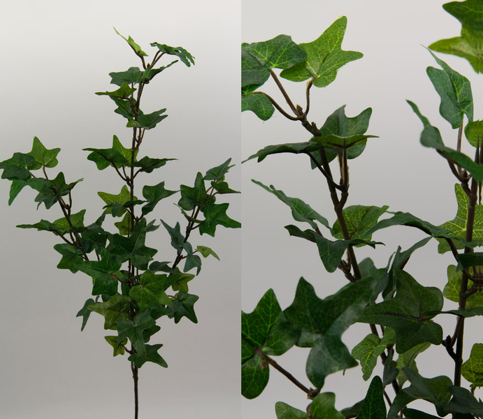 12 Stück Efeuzweig 52cm - 66 Blätter DA Kunstpflanzen künstlicher Efeu Zweig