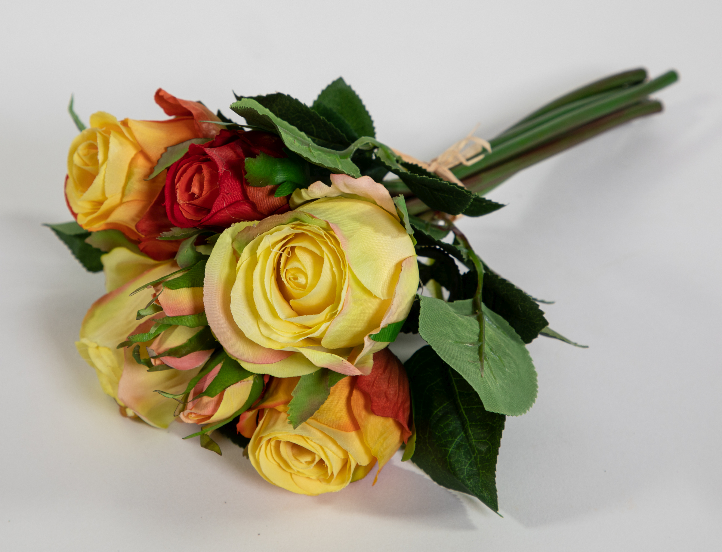 Rosenbund / Rosenstrauß 28cm gelb-orange AD Kunstblumen künstliche Rosen Blumen Strauß