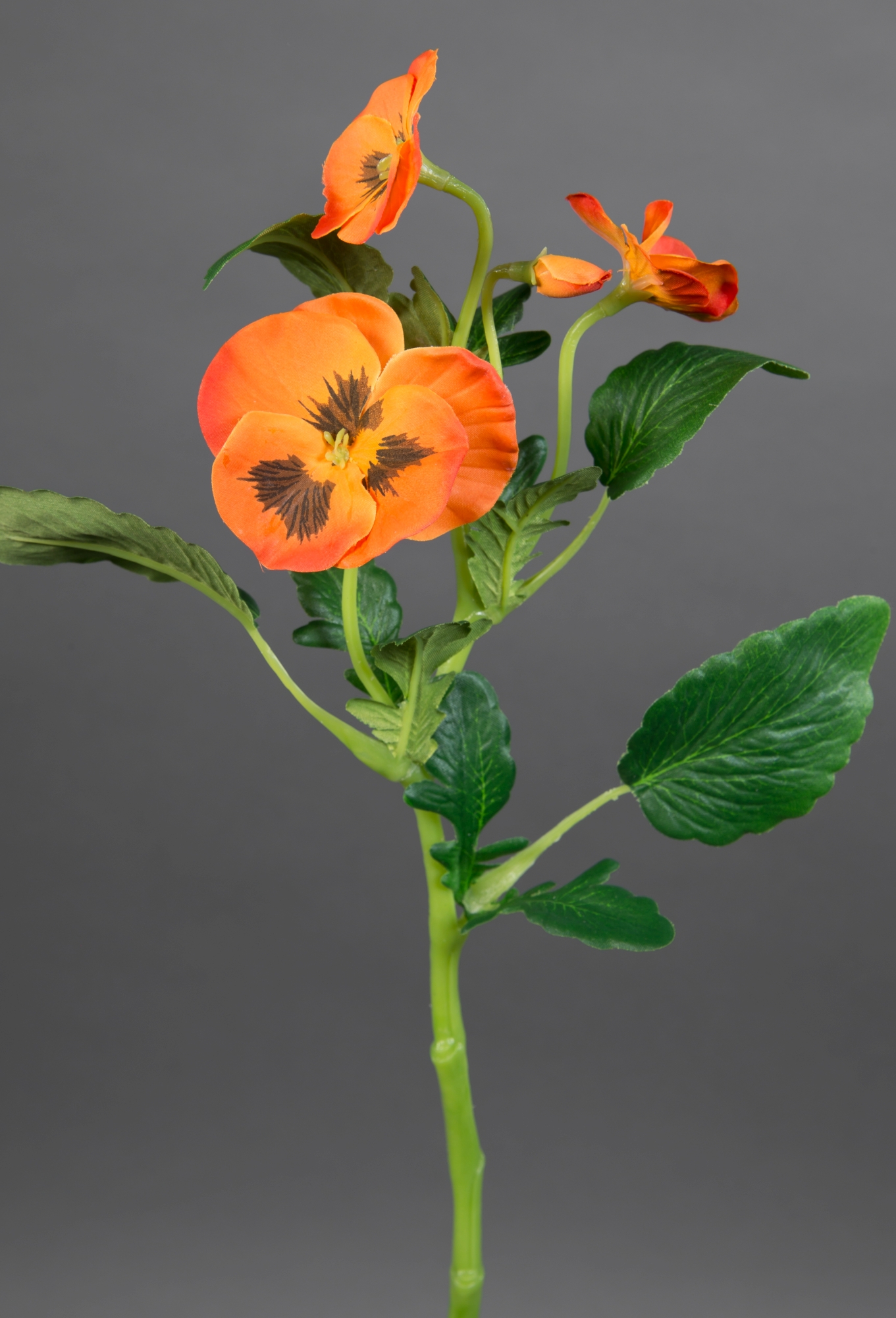 Stiefmütterchenzweig 36cm orange GA Kunstblumen Seidenblumen künstliche Blumen Stiefmütterchen