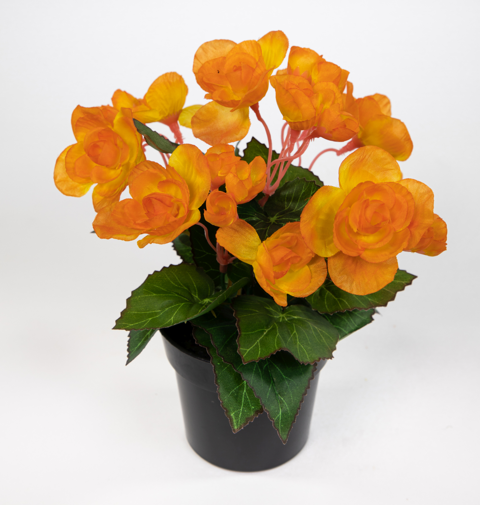 Begonie 20cm orange im Topf JA Kunstpflanzen Begonienbusch künstliche Blumen Pflanzen Kunstblumen