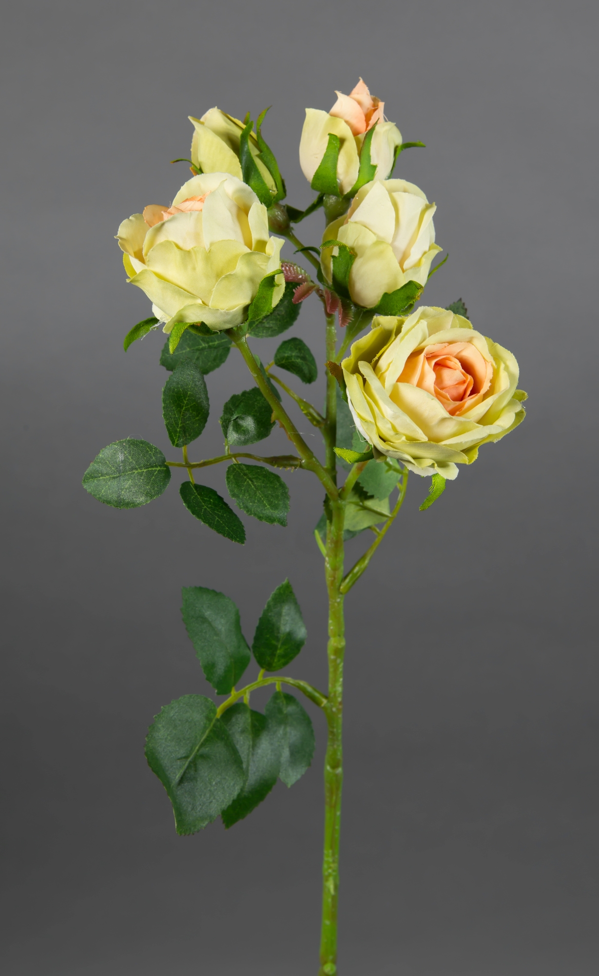 Kunstblumen künstliche creme-peach-grün Seidenblumen Rose Rosen GA Rosenzweig 40cm