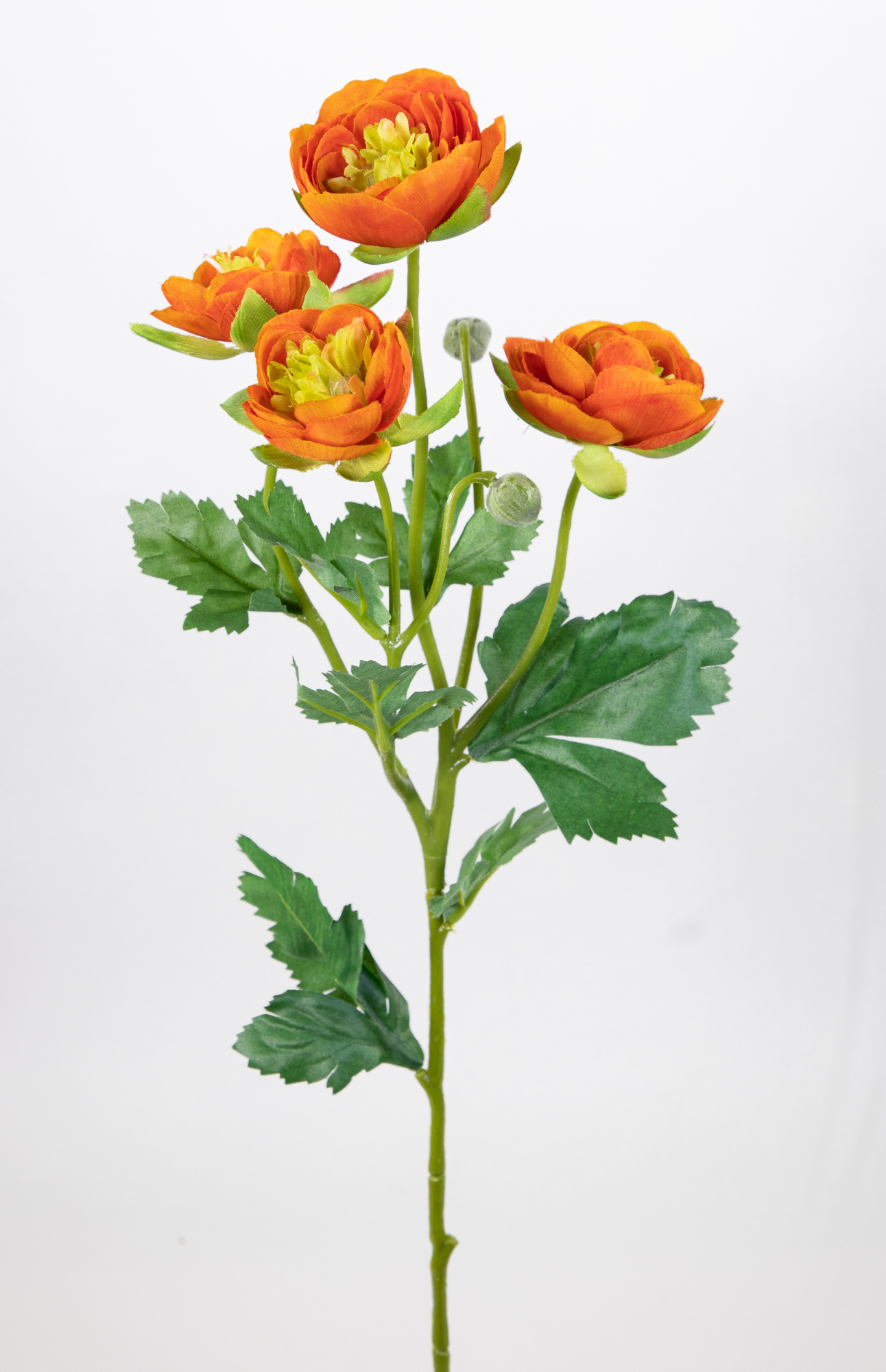 6 Stück Ranunkelzweig 60cm orange OG Kunstblumen künstliche Ranunkel Hahnenfuß Blumen Seidenblumen
