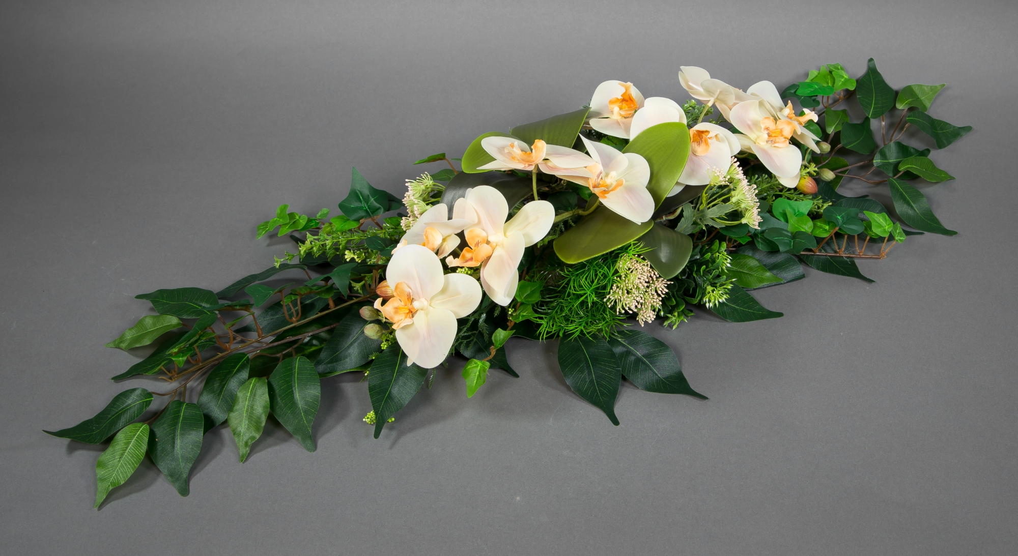 Orchideen-Tischgesteck 90x32cm salmon Kunstblumen künstliche Blumen künstliches Gesteck