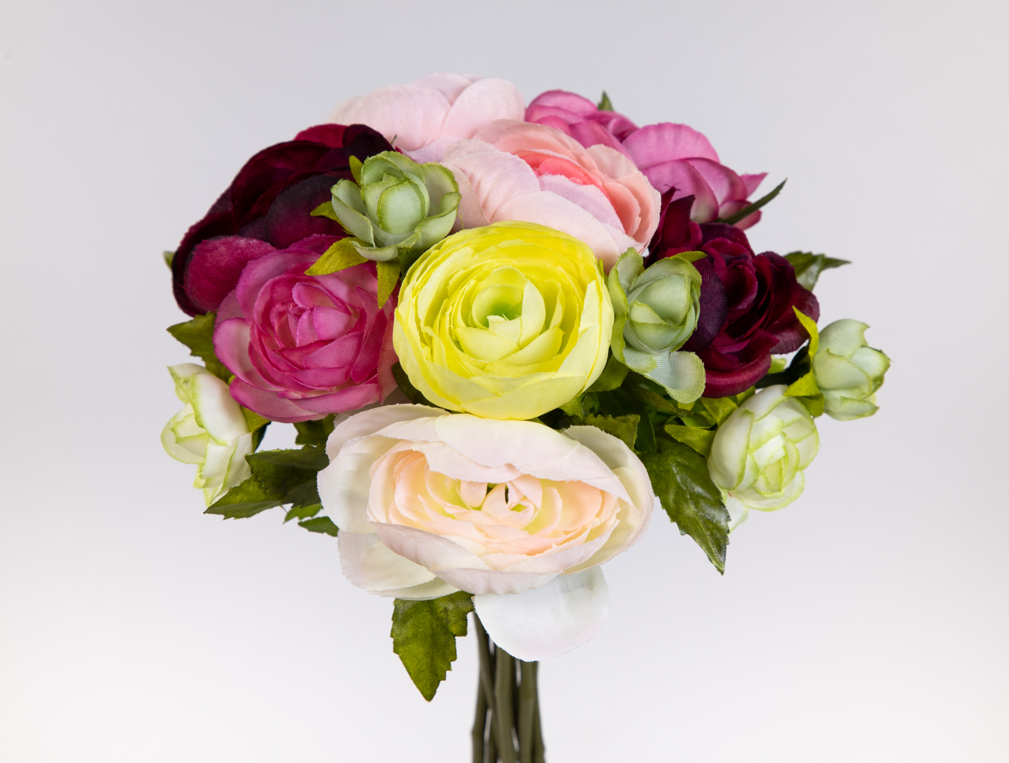 Ranunkelstrauß / Ranunkelbouquet 22cm rosa-fuchsia-grün-creme AD Kunstblumen künstlicher Strauß Ranunkel Blumen