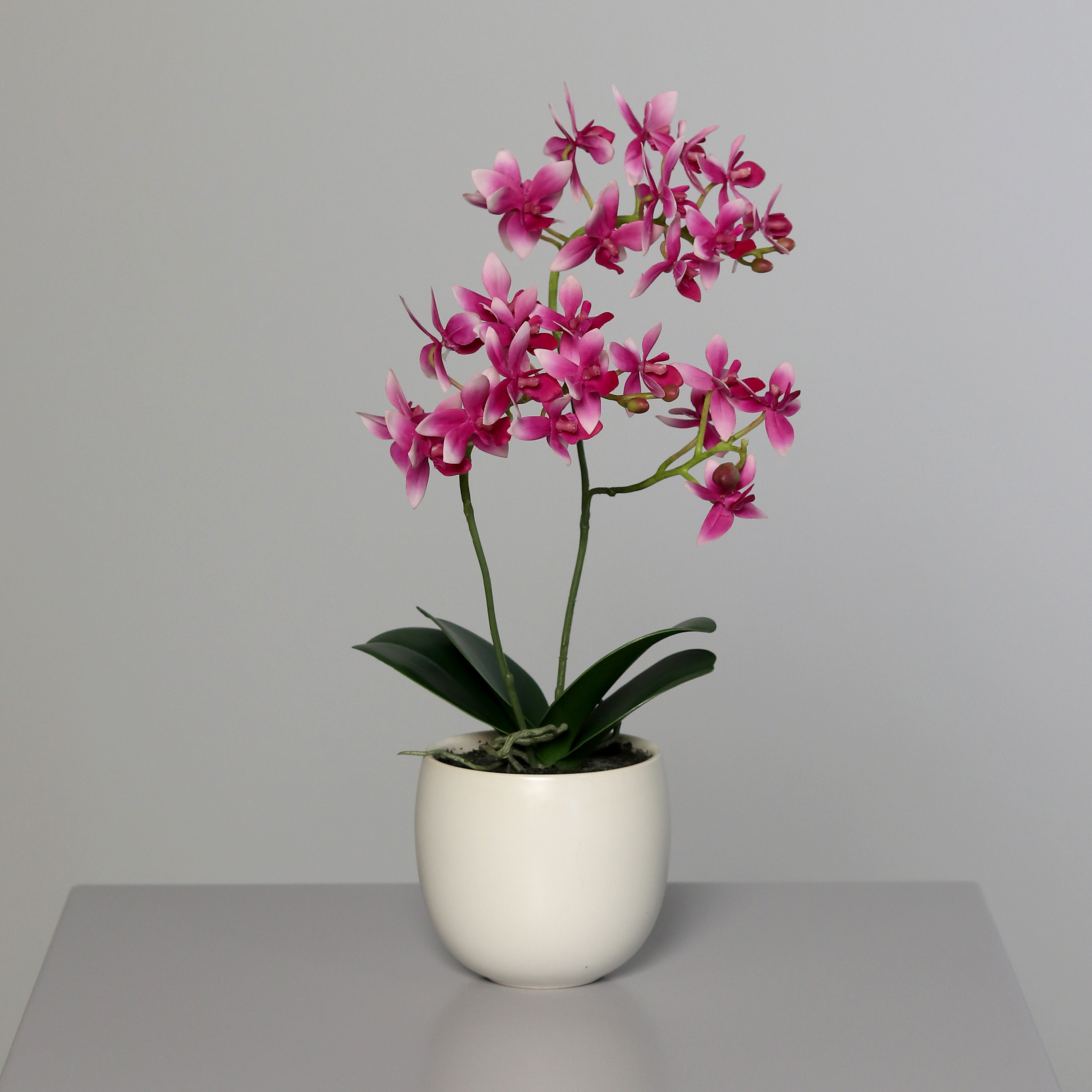 Orchidee mit 2 Rispen 38cm rosa-pink im Keramiktopf DP künstliche Blumen Kunstpflanzen Kunstblumen