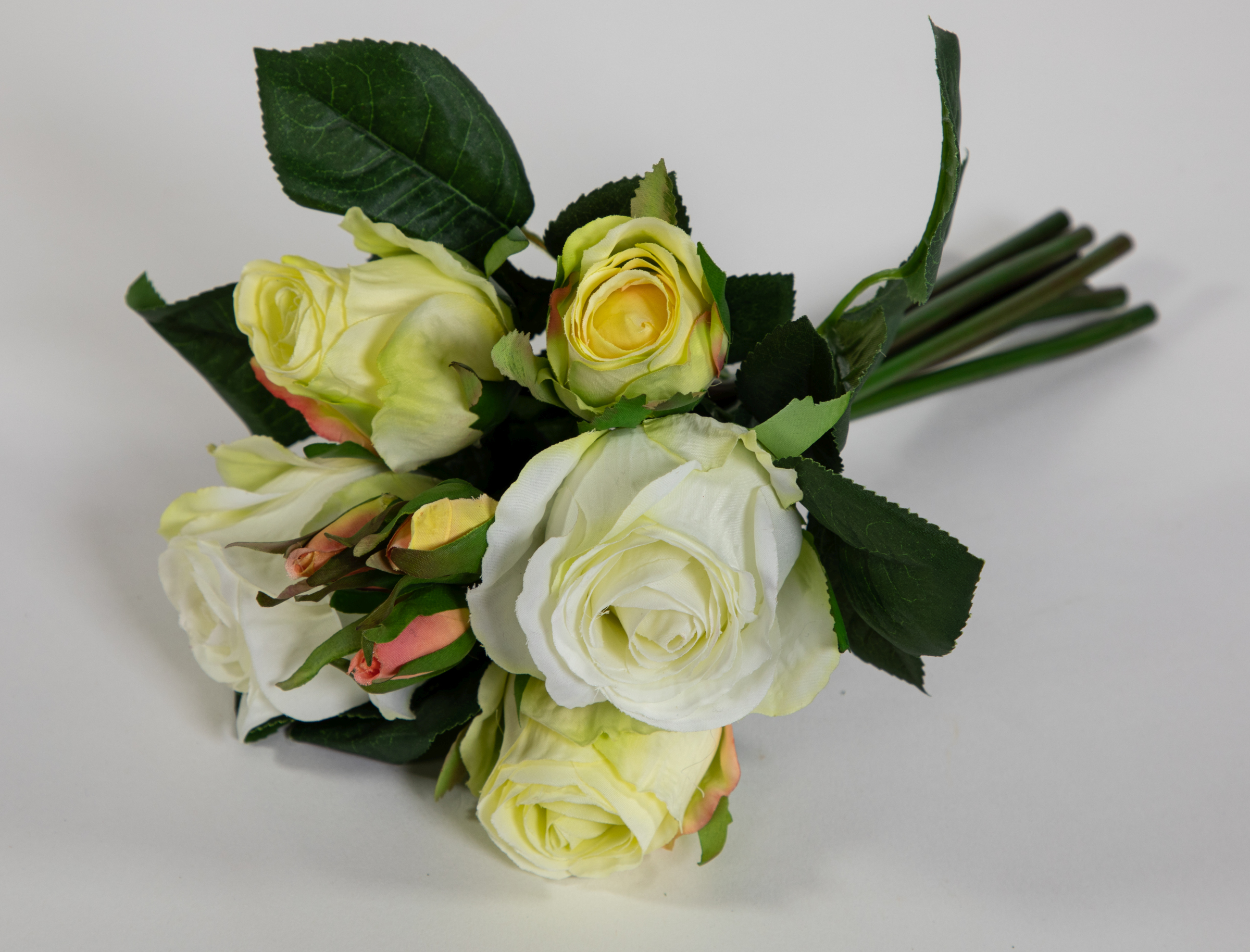 Rosenbund / Rosenstrauß 28cm weiß-grün AD Kunstblumen künstliche Rosen Blumen Strauß