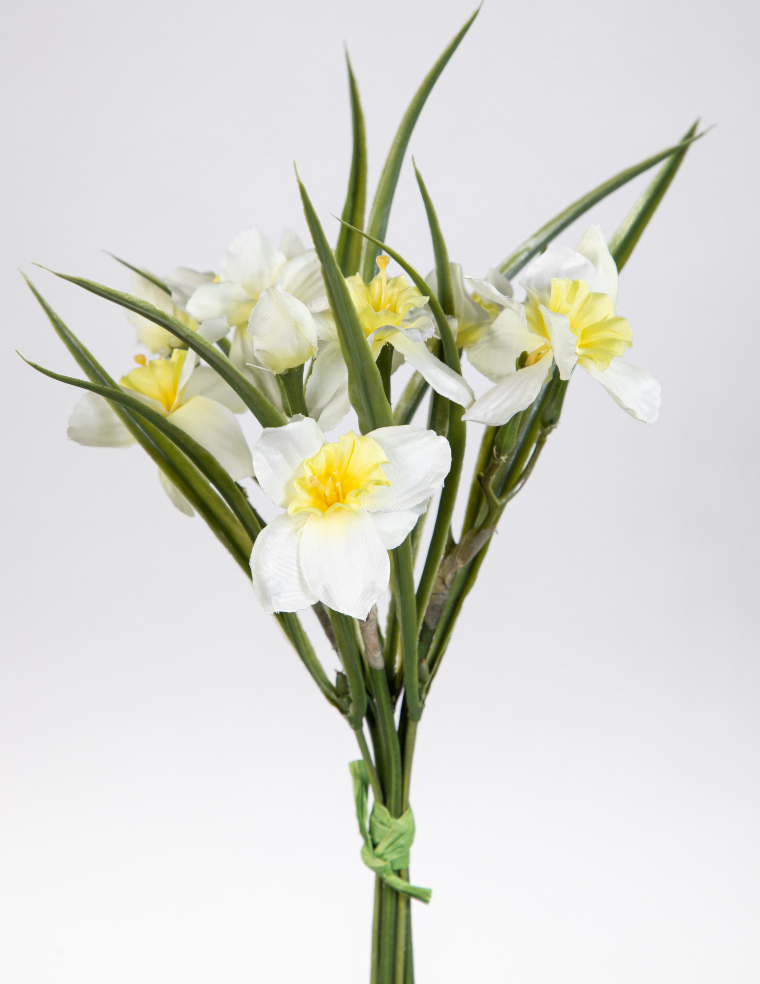 weiß Narzissenbund mit GA Blumen Kunstblumen Osterglocken Narzissen 36cm künstliche Gras
