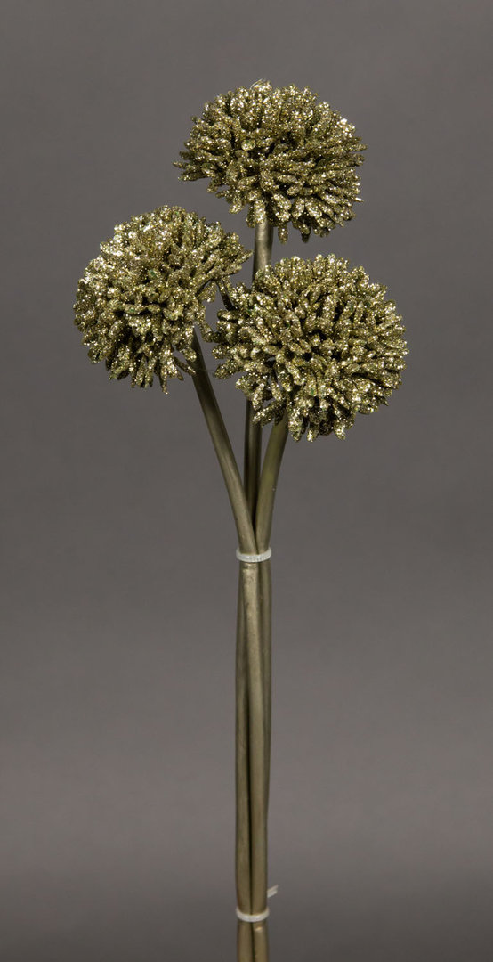3 Stück Mini-Allium 30cm gold DP Kunstzweig künstlicher Zweig künstliches Allium