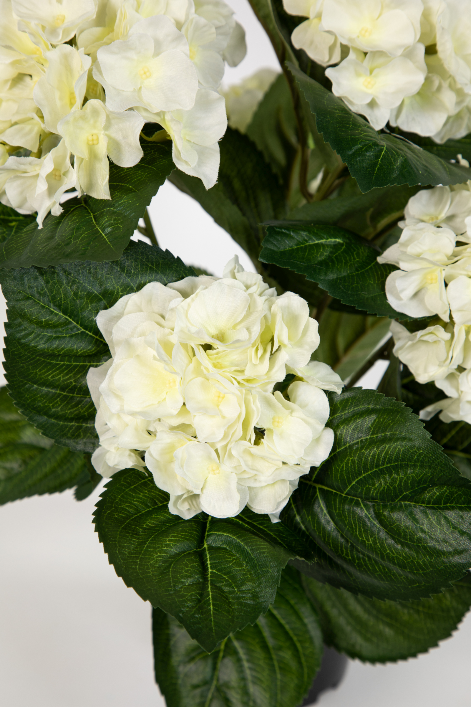 LM Blumen 42cm Pflanzen Hortensie Topf künstliche Deluxe Kunstpflanzen weiß-creme im Hortensienbusch