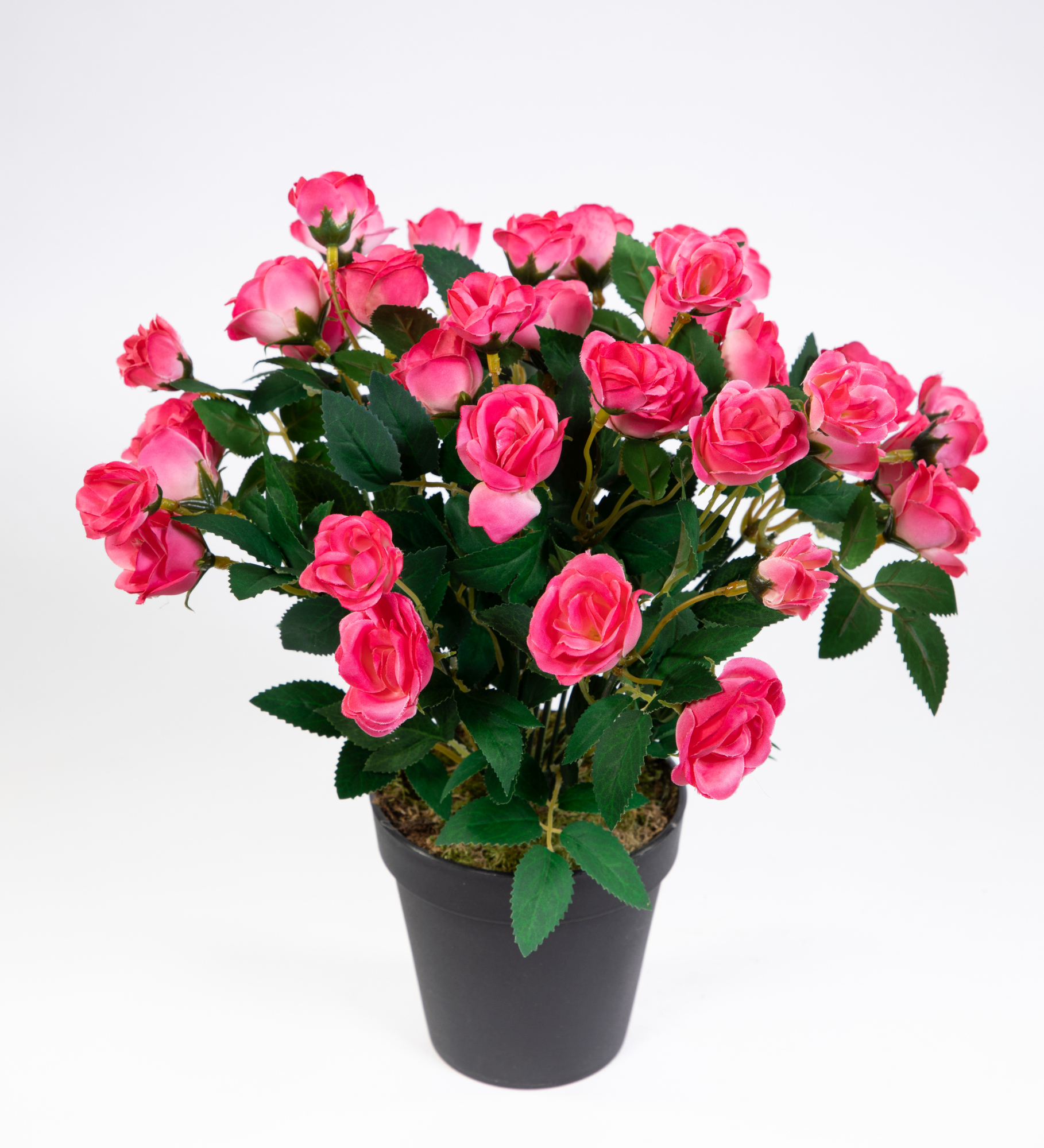 Kunstblumen 30cm rosa-pink Rosenstrauch Rosen im Kunstpflanzen ZF künstliche Blumen Rosenbusch Topf