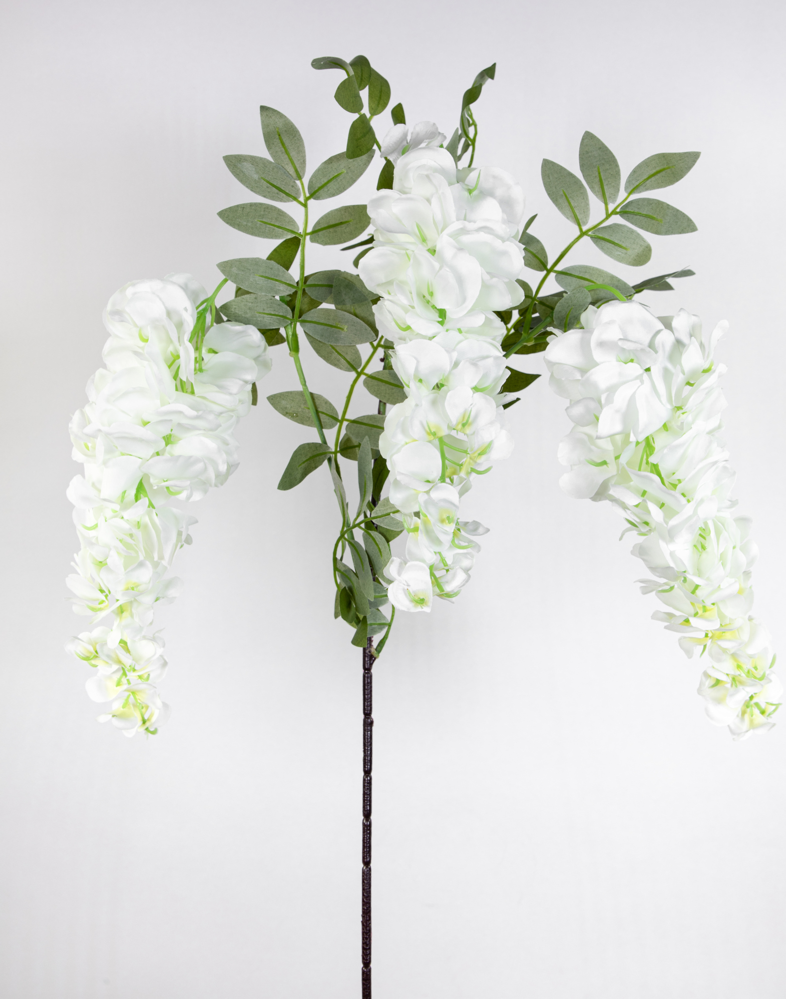 Wisteriazweig mit 3 großen Blütentrauben 75cm / 100cm weiß JA Künstlicher Blauregen Glyzine Blumen Kunstblumen Seidenblumen Dekoblumen Wisteria