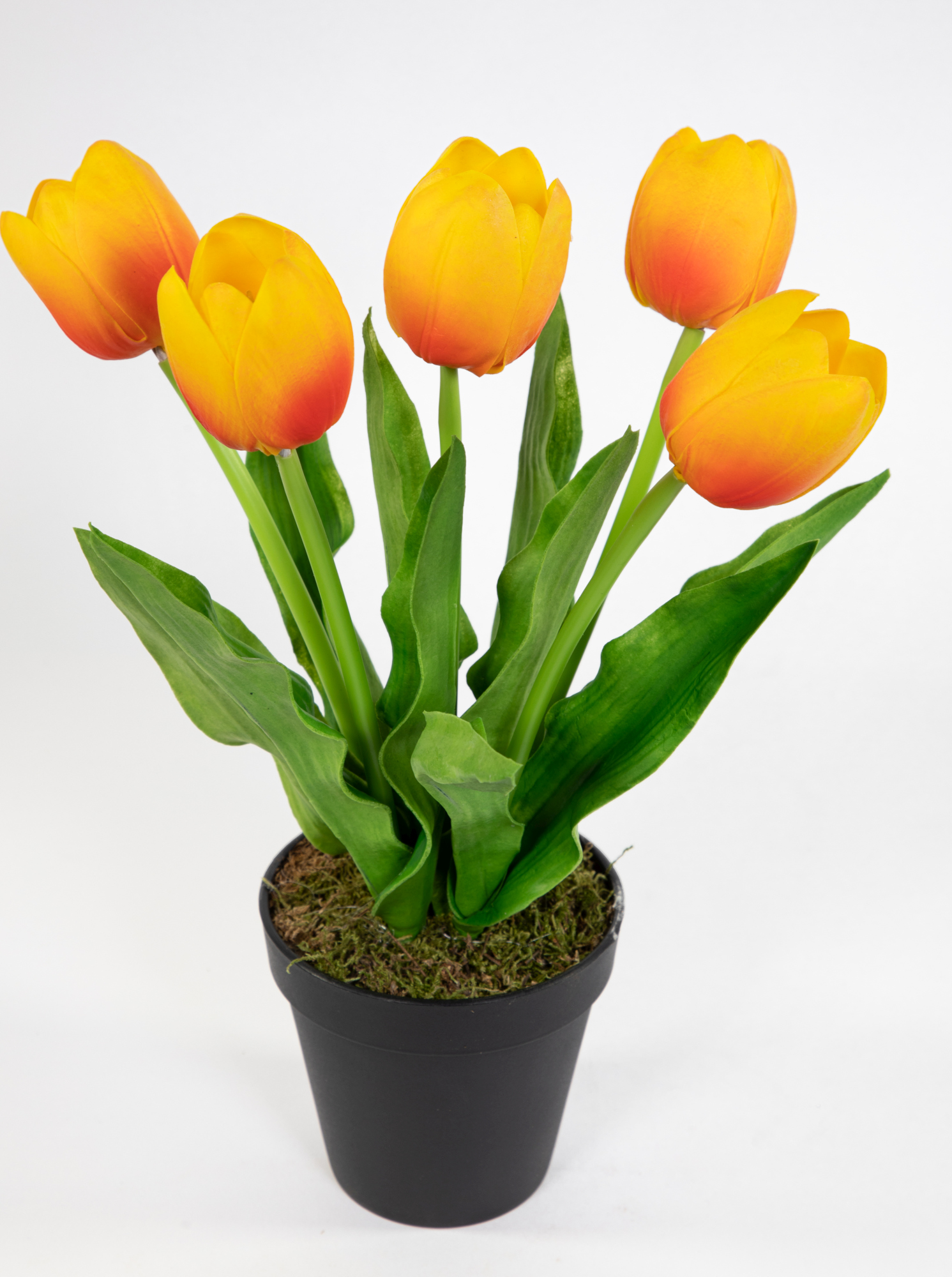 Künstliche Tulpen PU Real Touch 36cm orange im Topf ZF Kunstblumen künstliche Blumen Tulpen