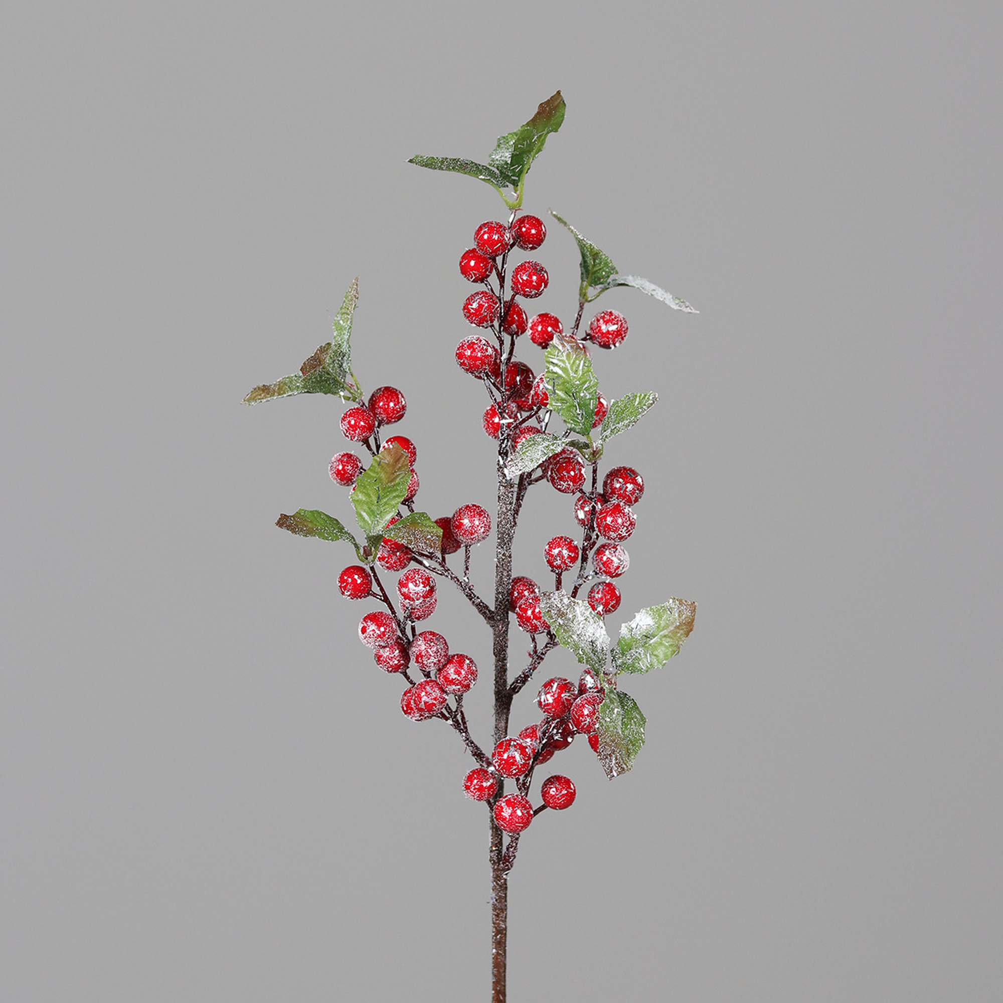 Beerenzweig mit Schnee und Glitzer 50cm rot DP# Kunstzweig künstlicher Zweig Beeren Kunstpflanzen