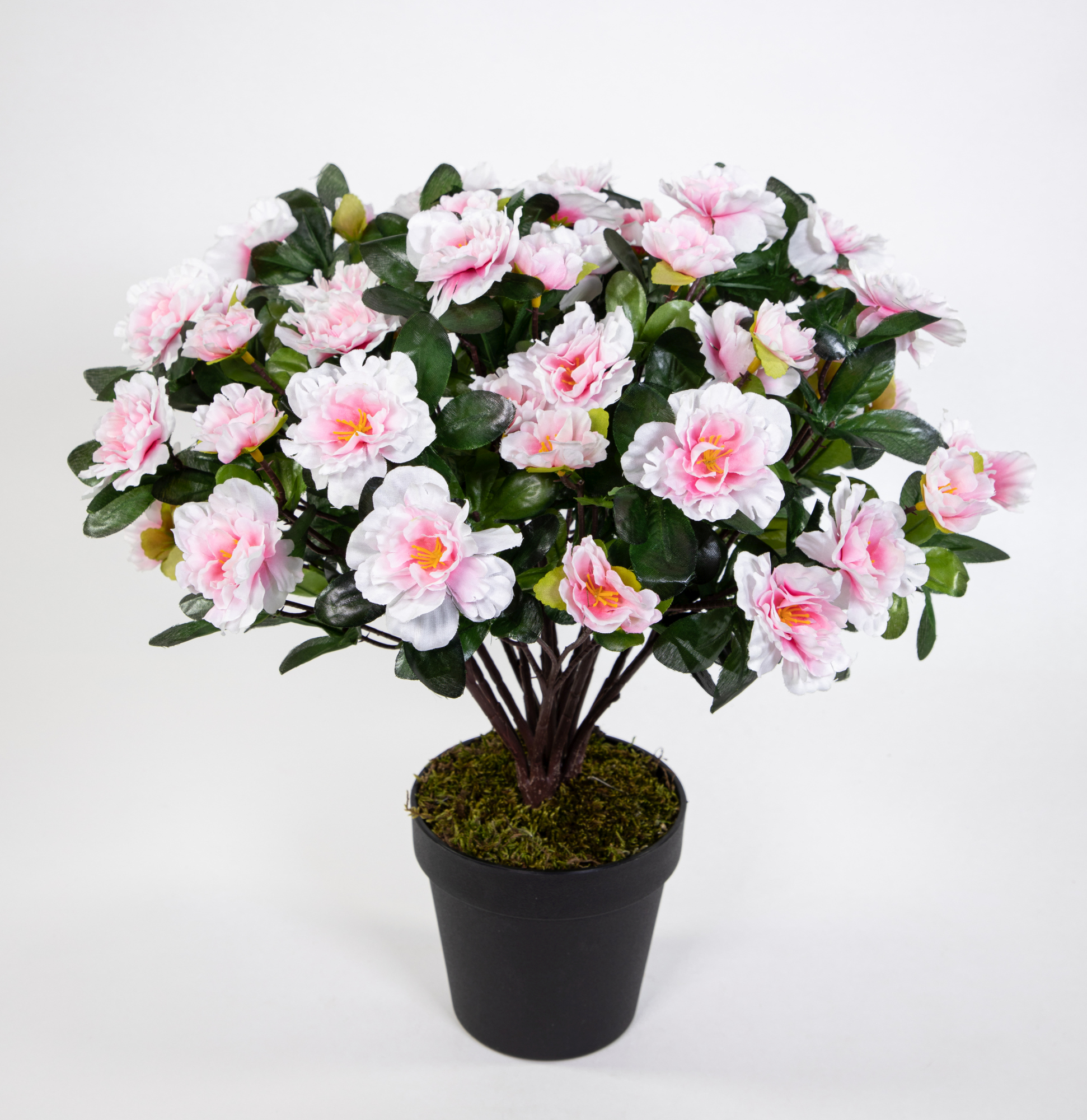 Große Azalee 36cm pink-weiß im Topf LA künstliche Blumen Azaleen  Kunstpflanzen Kunstblumen