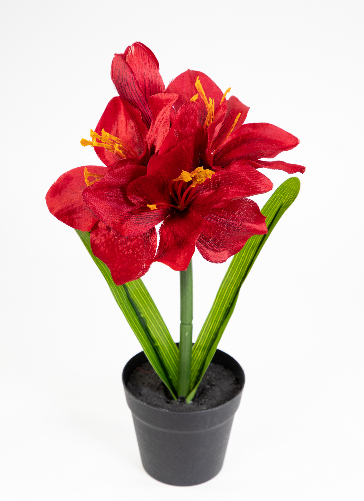 Amaryllis im Topf 32cm rot JA künstliche Blumen Pflanzen Kunstpflanzen Kunstblumen