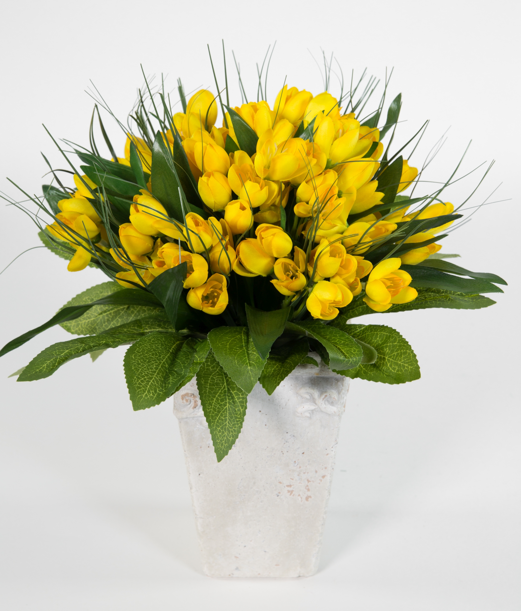 Krokusstrauß 32x30cm gelb Frühlingsstrauß Kunstblumen künstlicher handgebundener Strauß Blumenstrauß