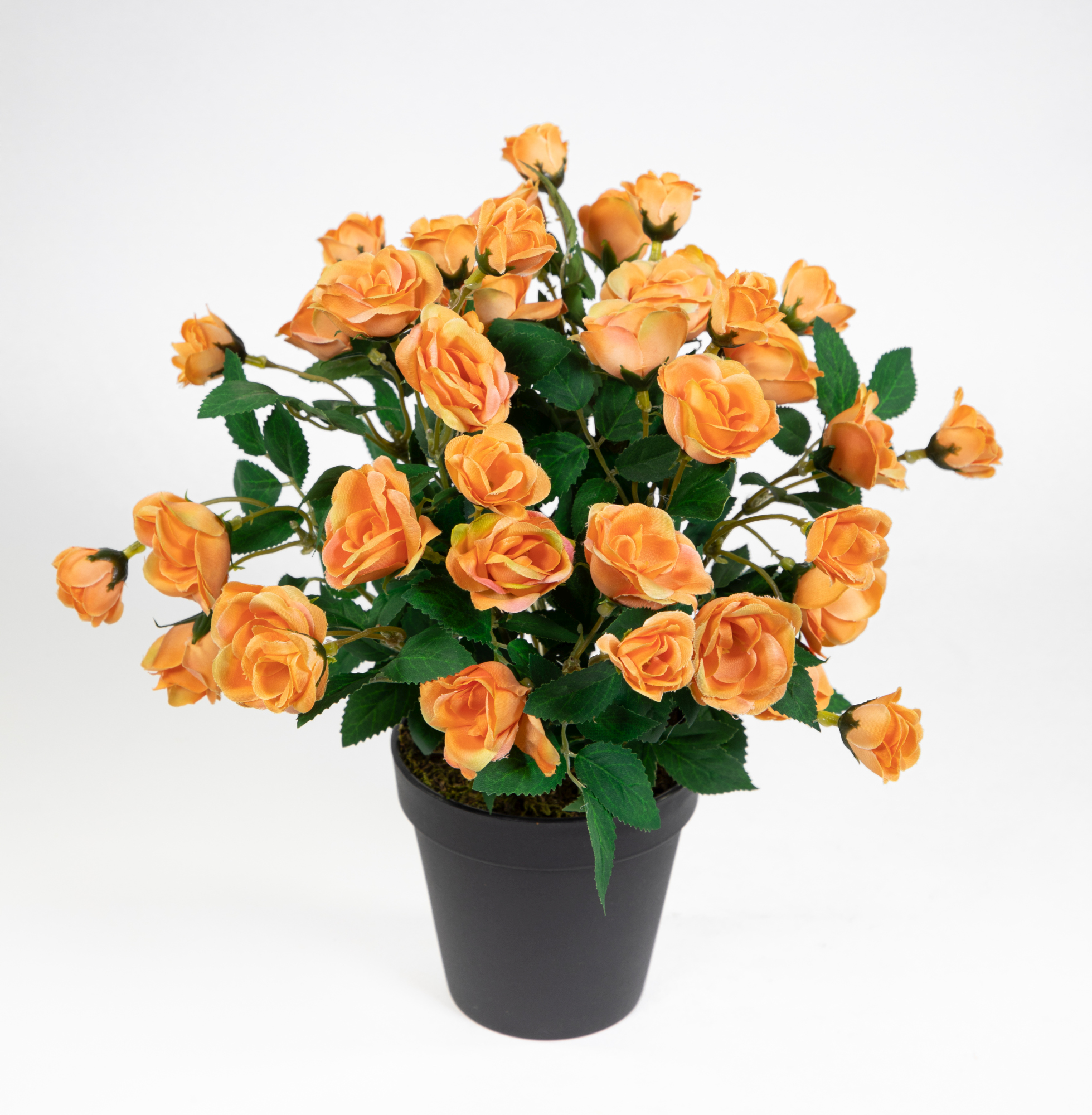 Rosenbusch 30cm orange im Topf ZF Kunstpflanzen Kunstblumen künstliche Blumen Rosenstrauch Rosen