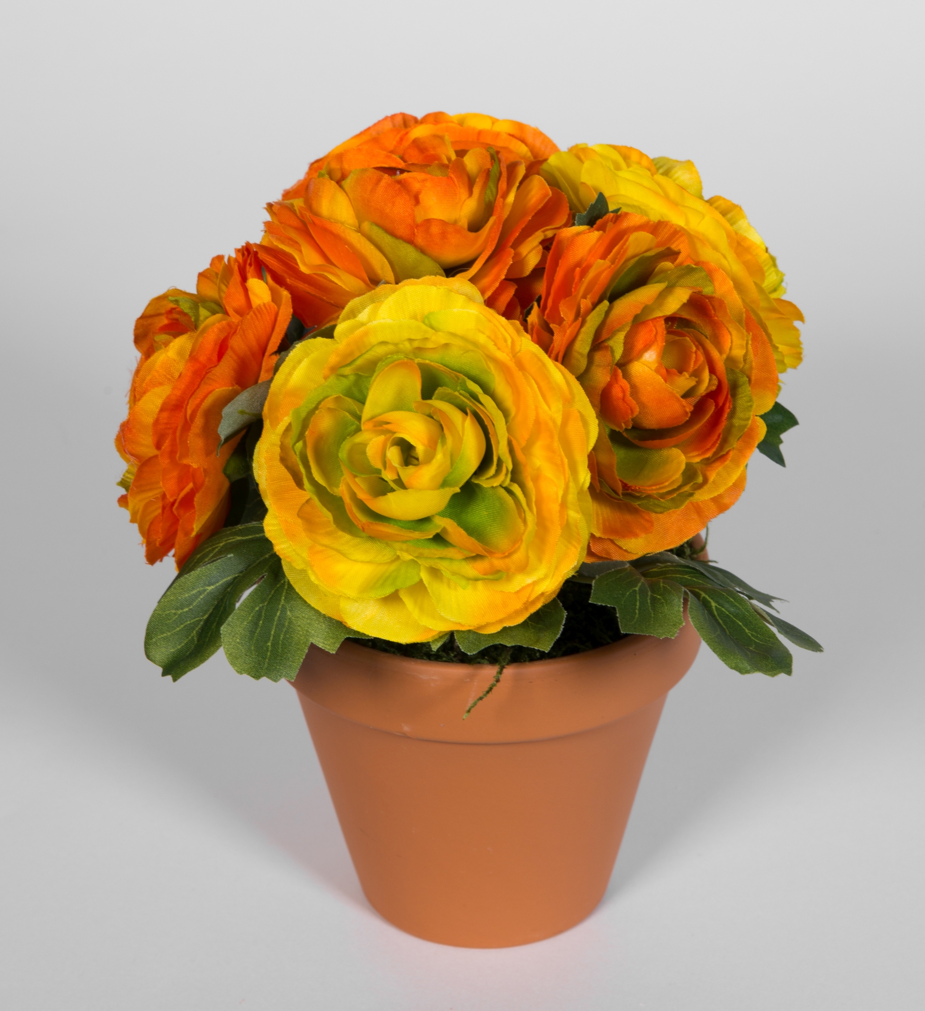 Ranunkel 22cm orange im Topf LM Kunstpflanzen künstlichen Pflanzen Kunstblumen