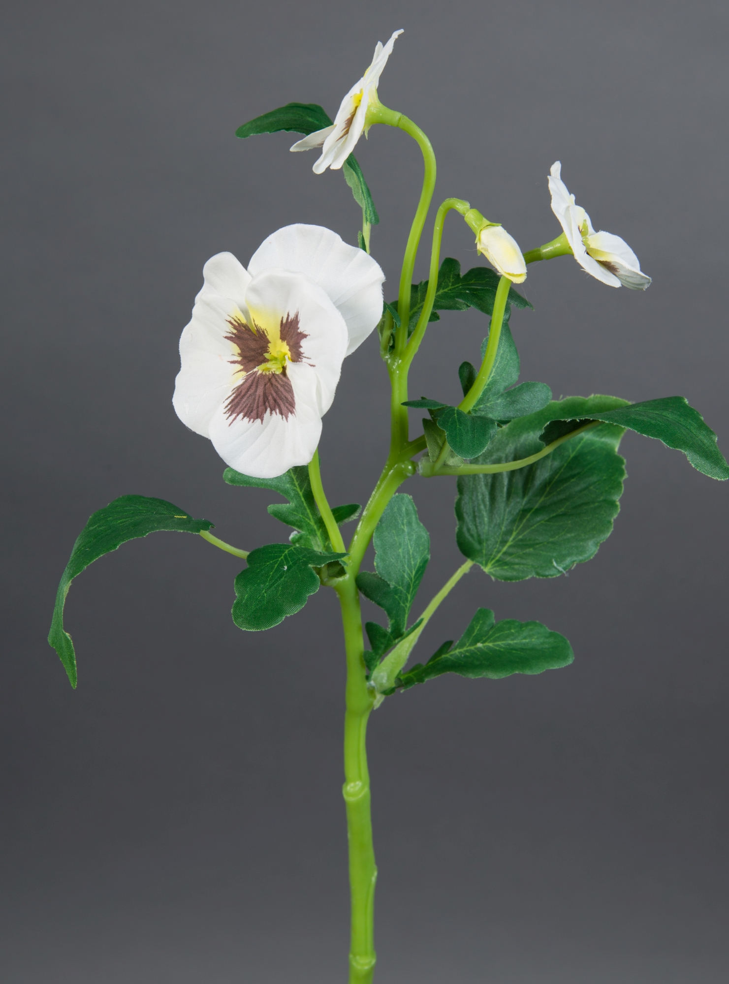 Stiefmütterchenzweig 36cm weiß GA Kunstblumen Seidenblumen künstliche Blumen Stiefmütterchen