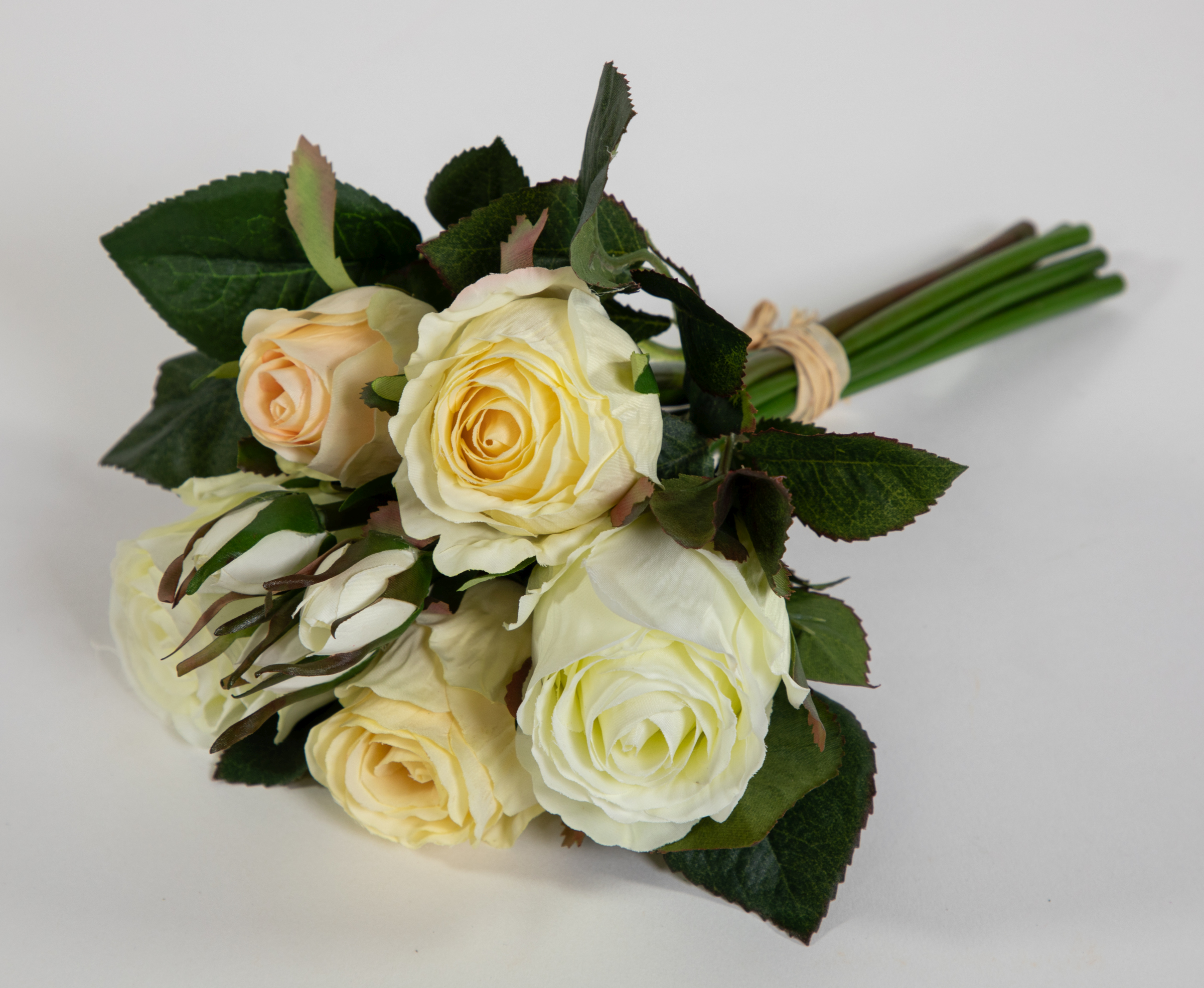 Rosenbund / Rosenstrauß 28cm weiß-creme AD Kunstblumen künstliche Rosen Blumen Strauß
