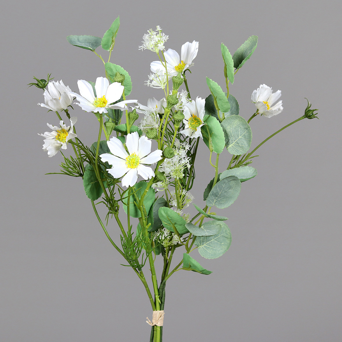 Cosmea Eukalyptus Bund 50cm weiß DP Kunstblumen künstliche Blumen Schmuckkörbchen
