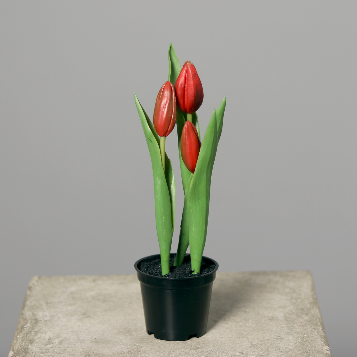 Tulpen Real Touch 20cm rot im Topf DP Kunstpflanzen künstliche Pflanzen Tulpentopf