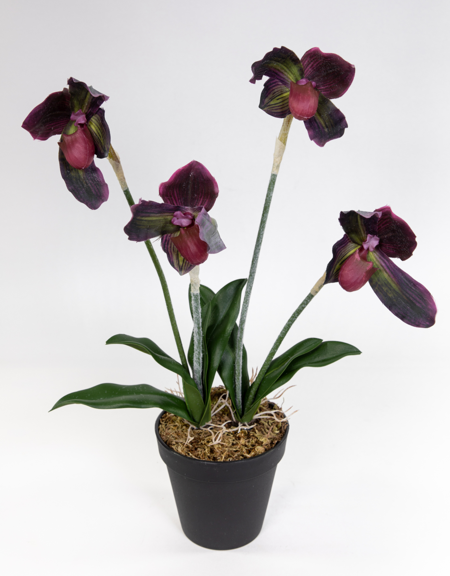 Orchidee Frauenschuh 42cm bordeaux FT künstliche Blumen Pflanzen Kunstpflanzen Kunstblumen
