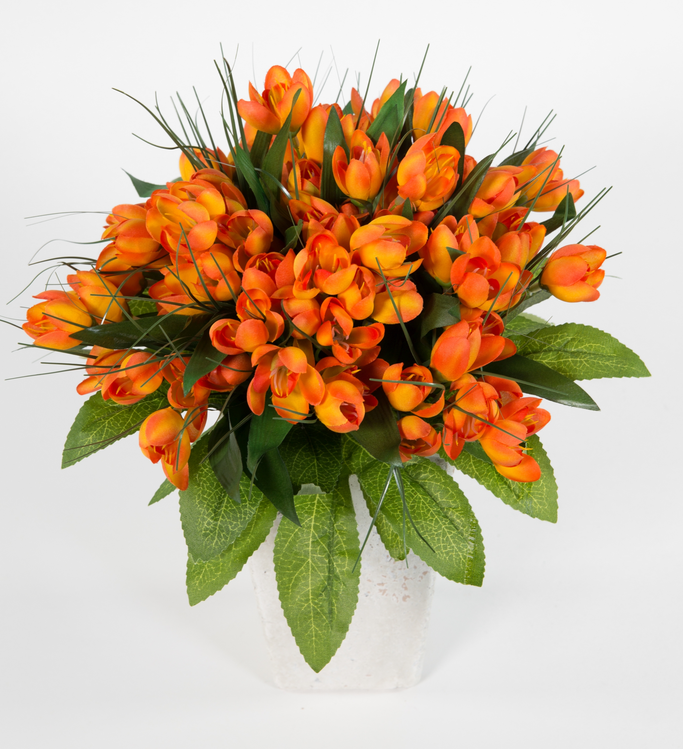 Krokusstrauß 32x30cm orange Frühlingsstrauß Kunstblumen künstlicher handgebundener Strauß