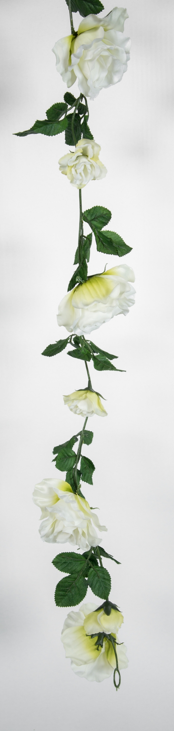 Rosengirlande 180cm weiß mit 13 Blüten GA Seidenblumen Kunstblumen  künstliche Girlande Rosen