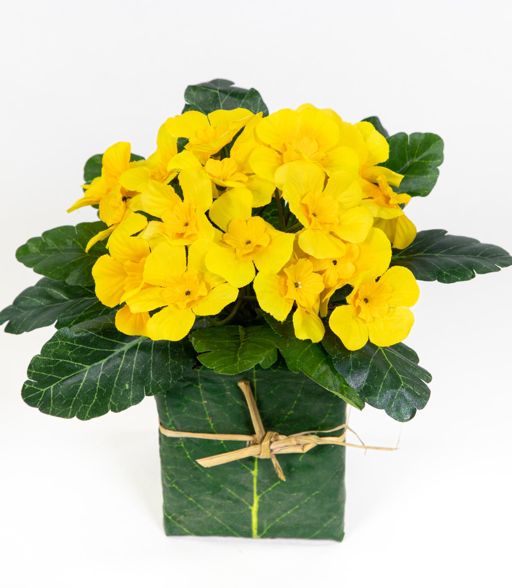 Künstliche Primel im Blatttopf 28cm gelb PM künstliche Pflanzen Primelbusch Seidenblumen Kunstblumen Kunstpflanzen