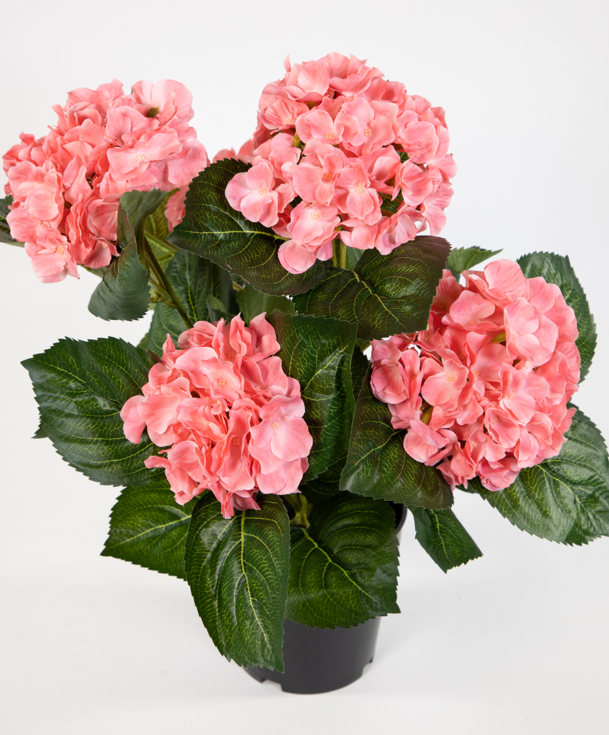 Hortensienbusch Deluxe 42cm rosa-pink im Topf LM Kunstpflanzen künstliche Hortensie Pflanzen Blumen