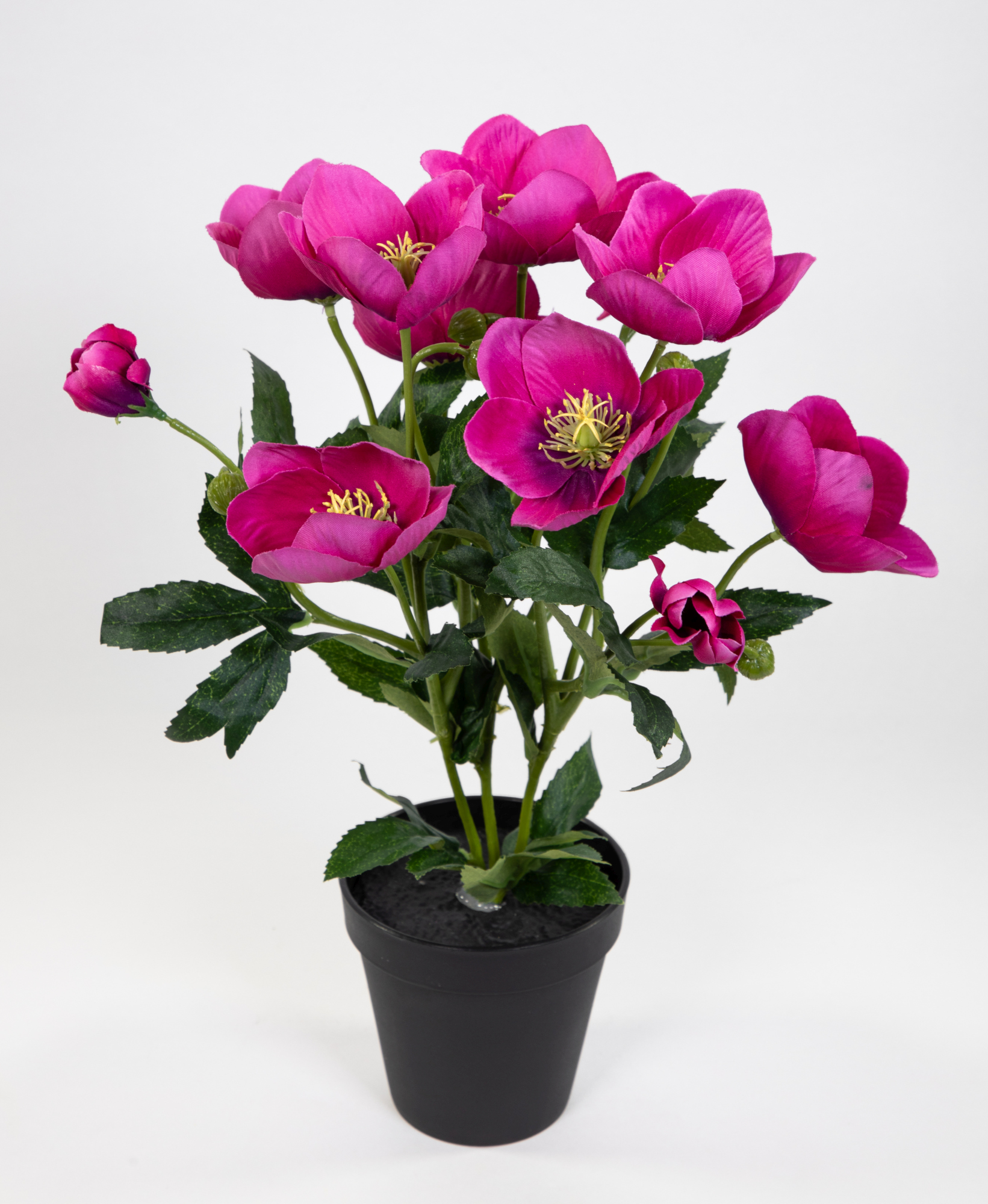 Christrosenbusch 36cm rosa-pink im Topf PM Kunstblumen künstliche Christrose Blumen Kunstblumen