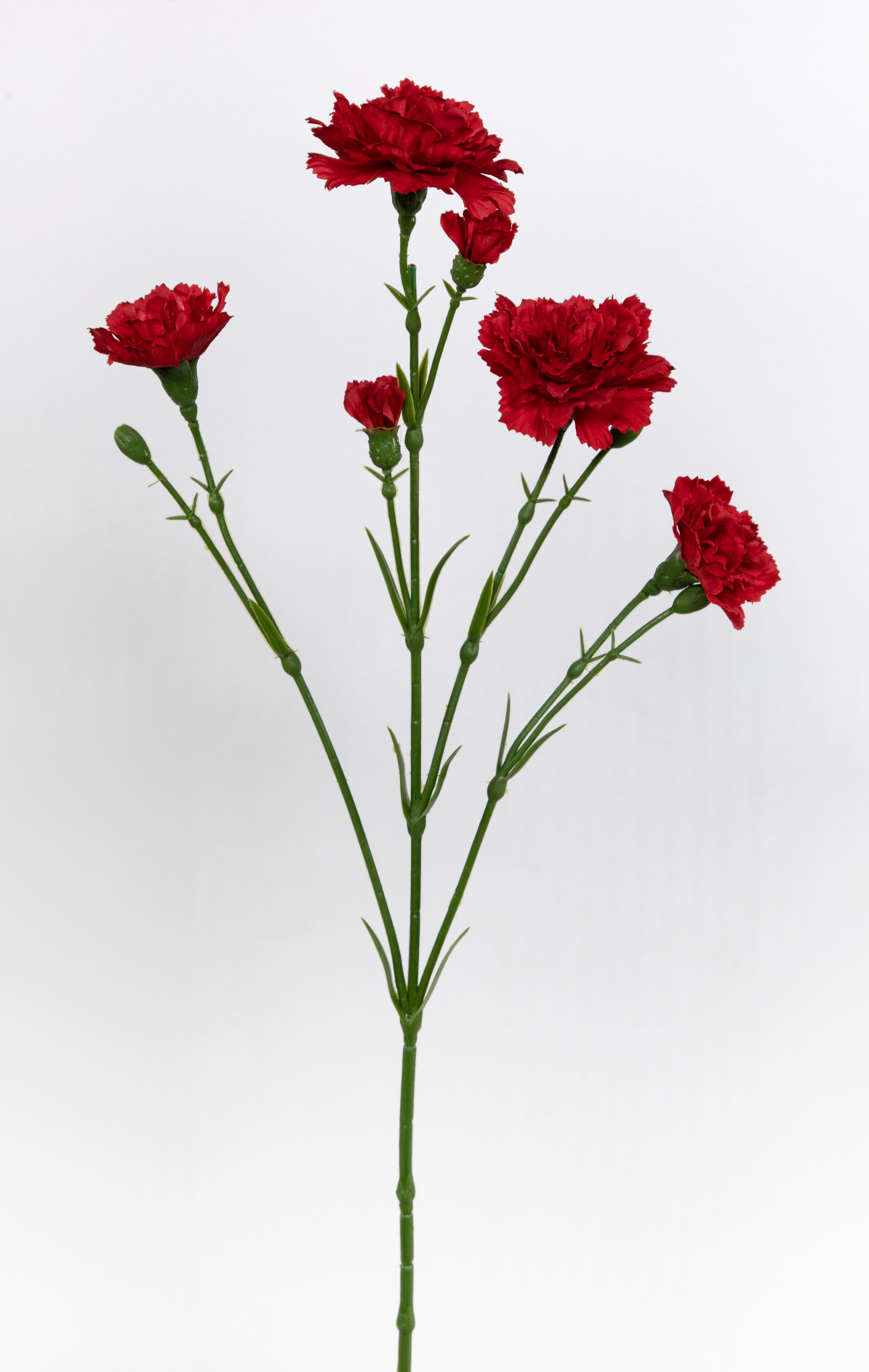 Nelkenzweig 62cm rot mit 6 Blüten FT Kunstblumen künstliche Nelken Trossnelken Dianthus Blumen