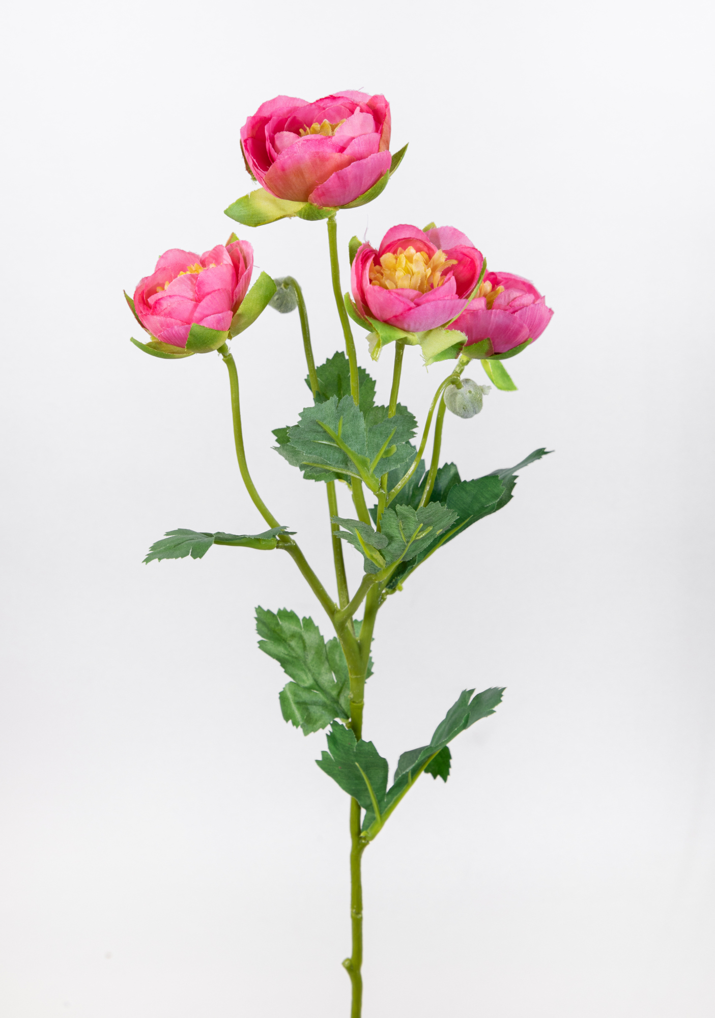 6 Stück Ranunkelzweig 60cm rosa-pink OG Kunstblumen künstliche Ranunkel Hahnenfuß Blumen Seidenblumen