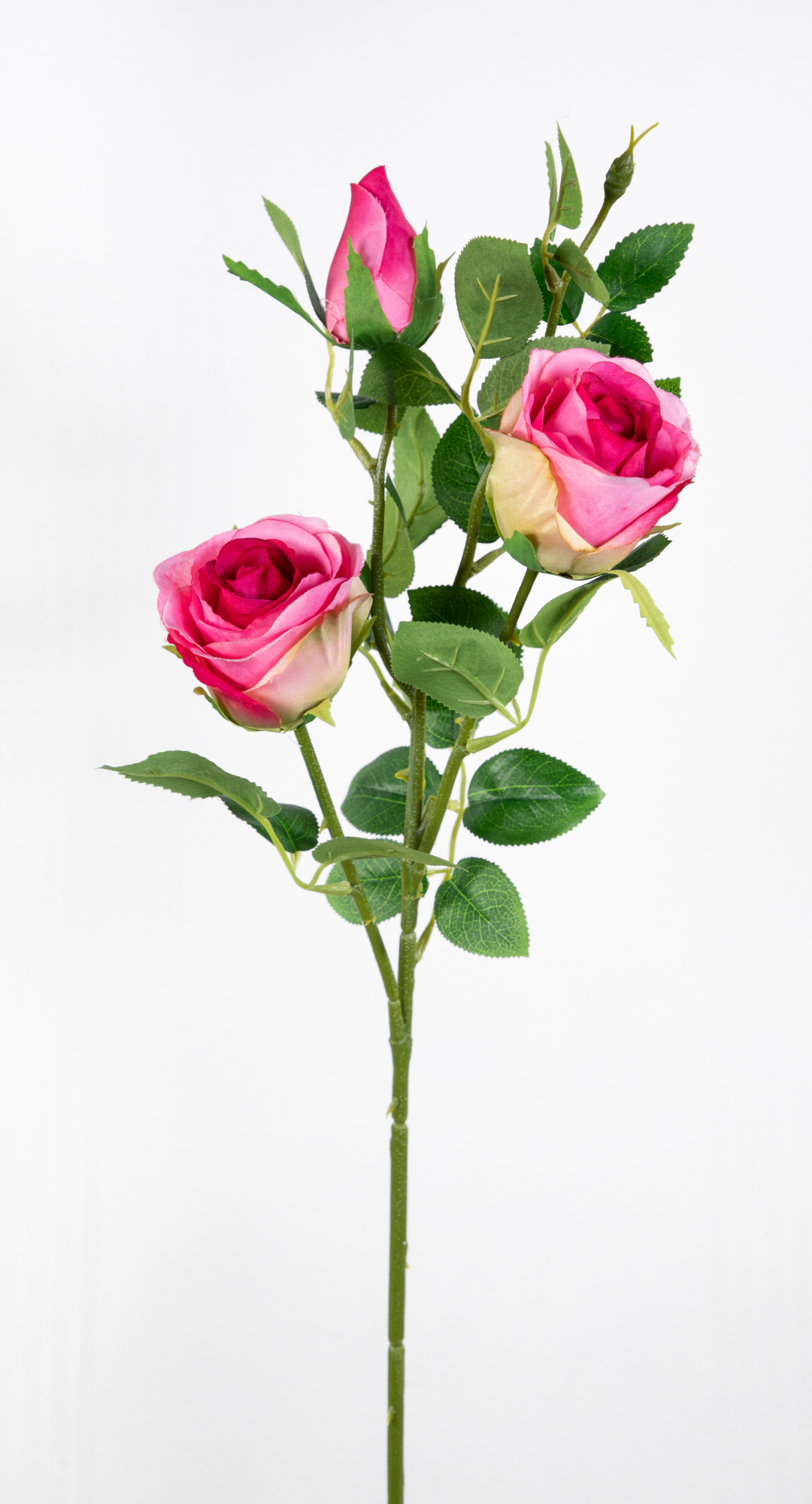 Rosenzweig mit 3 Blüten 66cm rosa-pink OG künstliche Rose Blumen Pflanze Kunstblumen Seidenblumen Dekoblumen