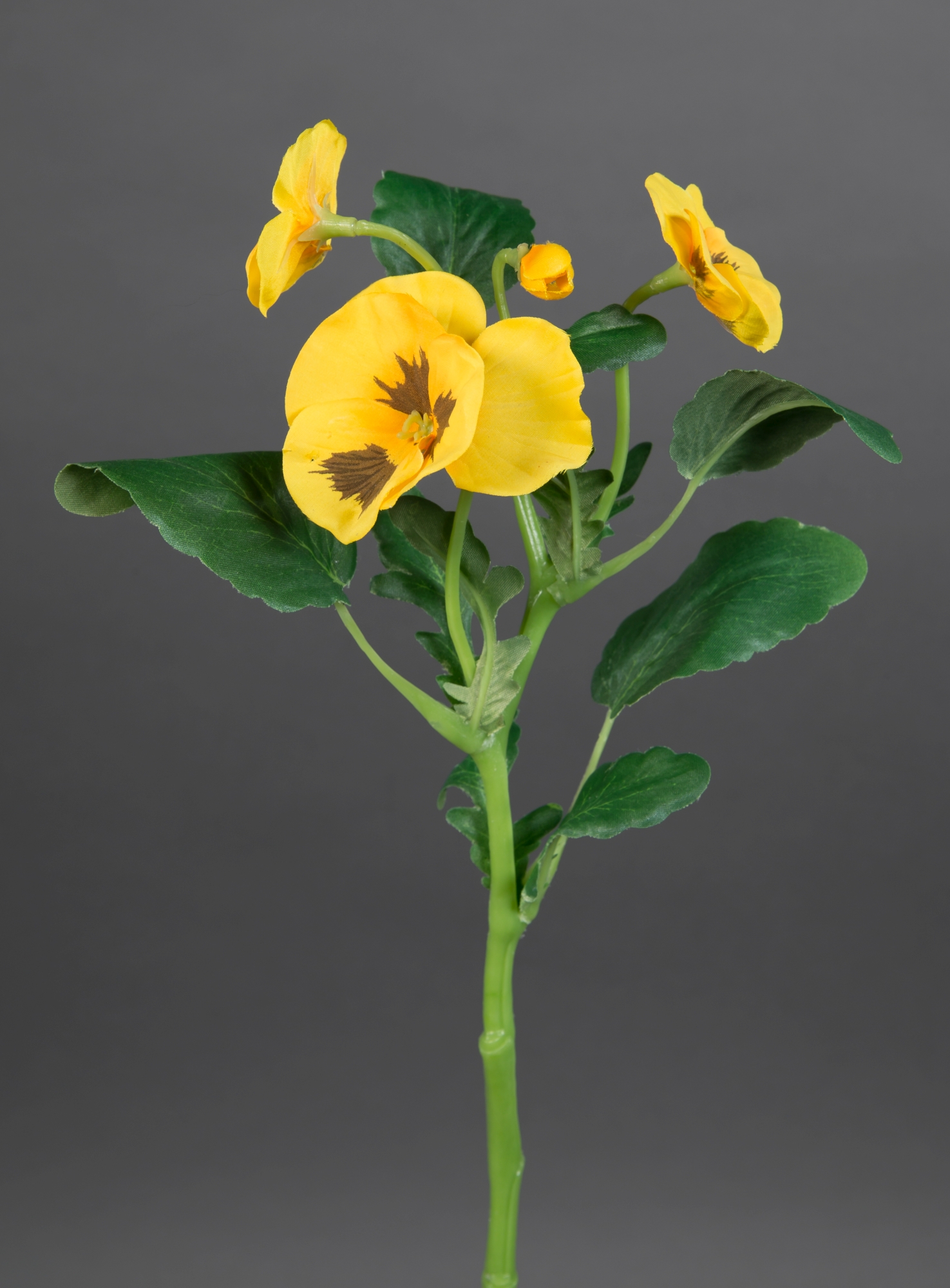 Stiefmütterchenzweig 36cm gelb GA Kunstblumen Seidenblumen künstliche Blumen Stiefmütterchen