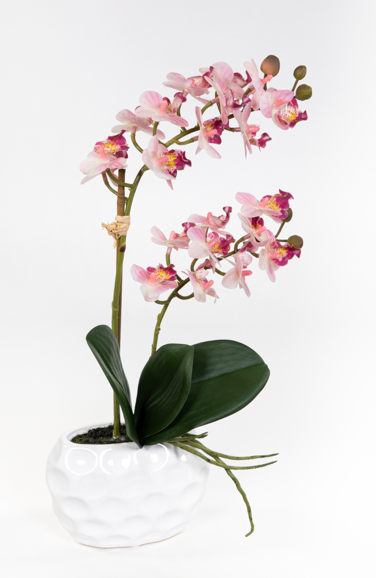 Orchidee Real Touch 38x22cm rosa in weißer Keramikvase GA Kunstblumen künstliche Blumen