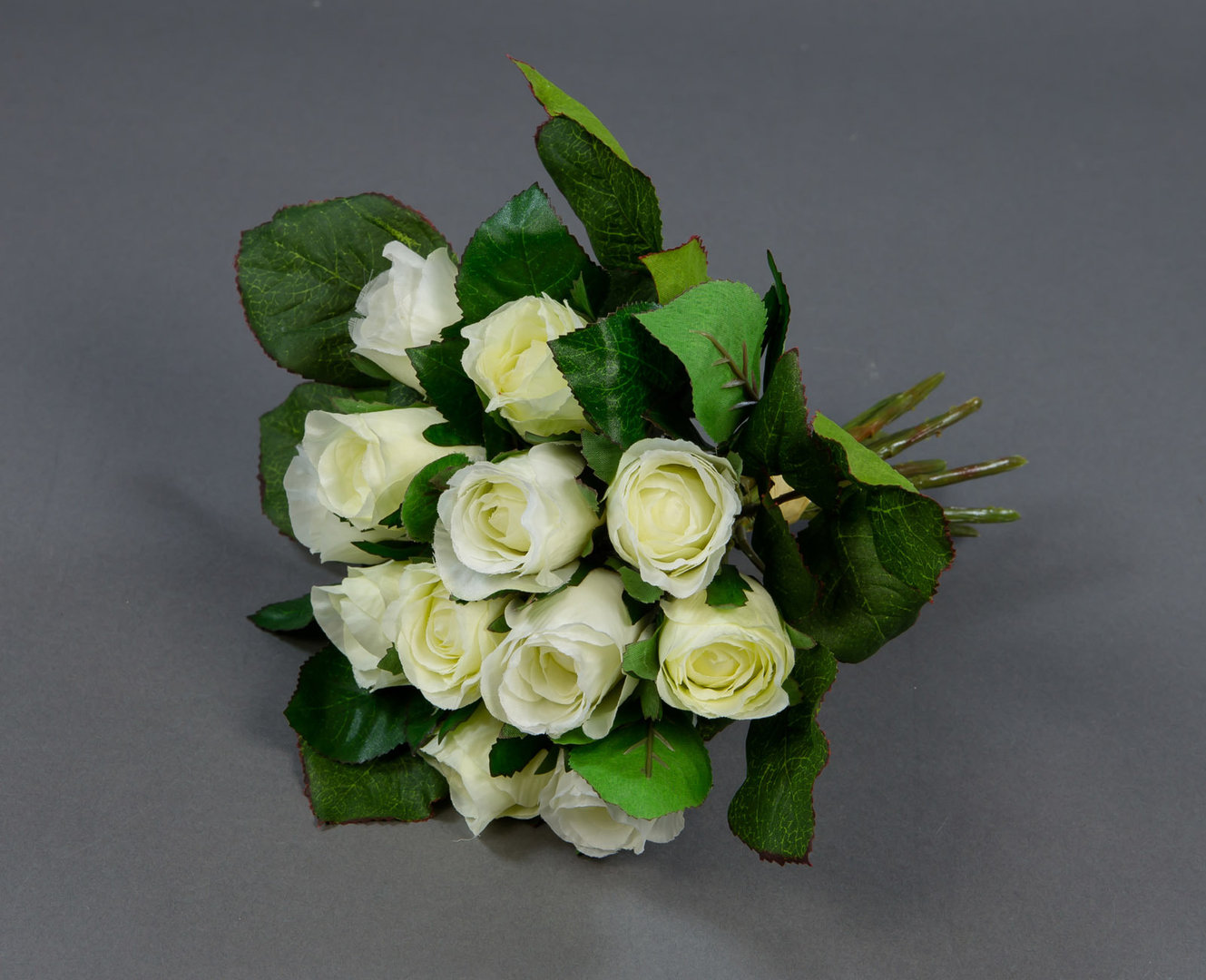 Rosenstrauß 22cm weiß-creme AD Kunstblumen künstlicher Strauß Seidenblumen