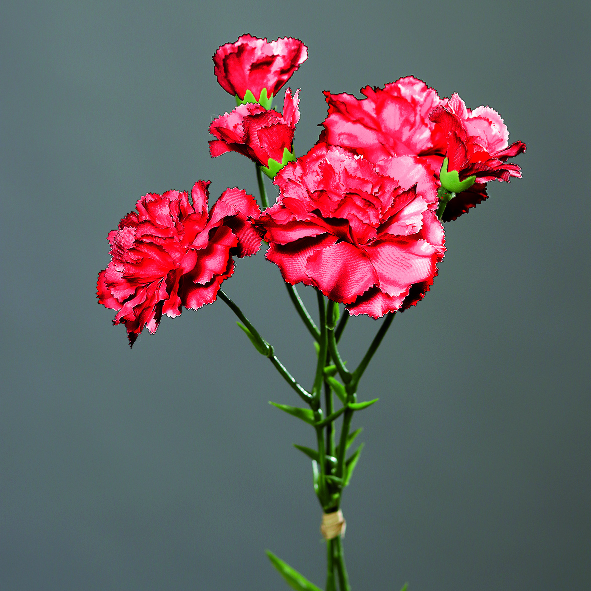 künstliche 30cm Nelken 3 mit rot Kunstblumen DP Stielen Nelkenbund Blumen