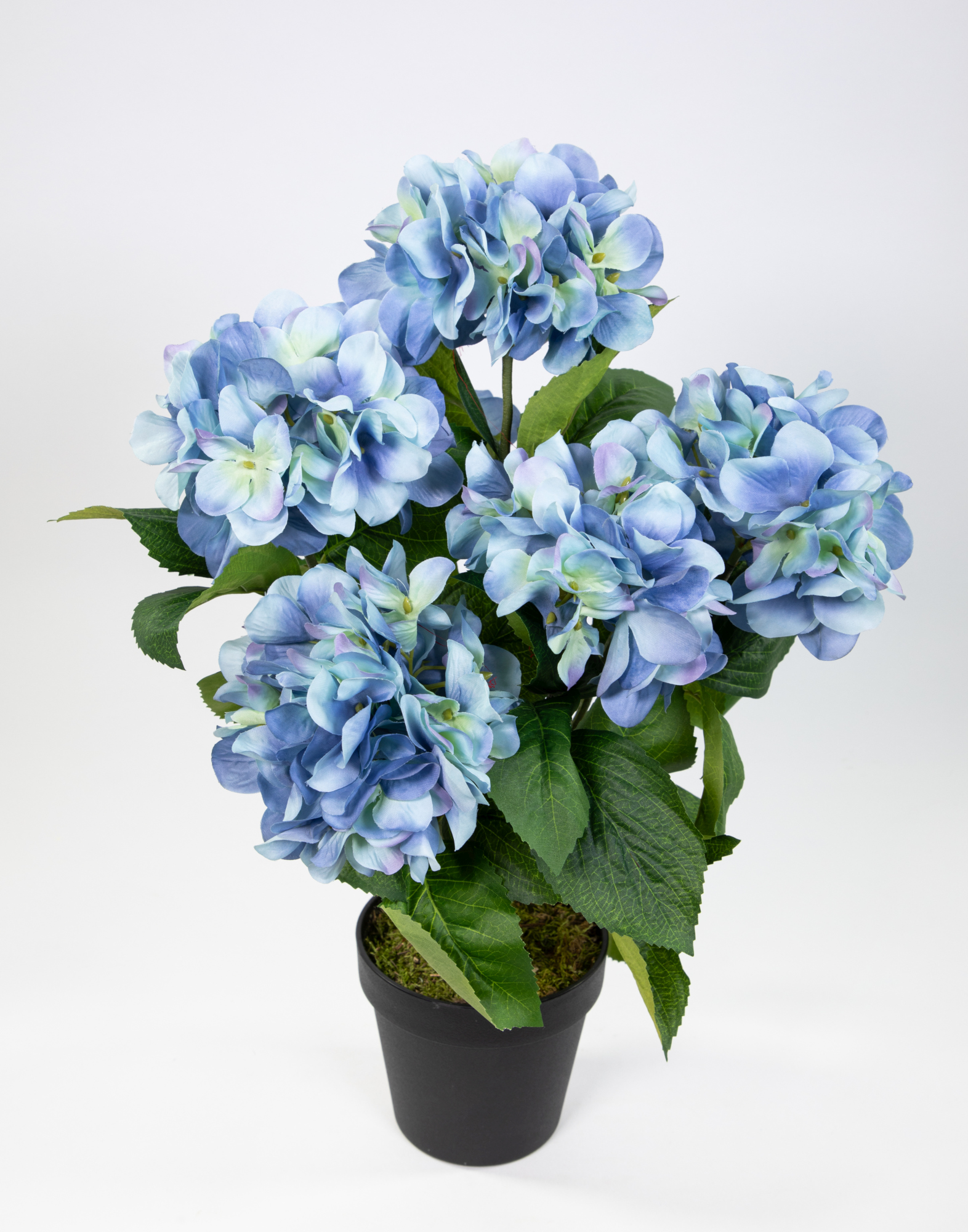 Großer Hortensienbusch 50x38cm blau im Topf GA Kunstpflanze Kunstblumen künstliche Hortensie Pflanze
