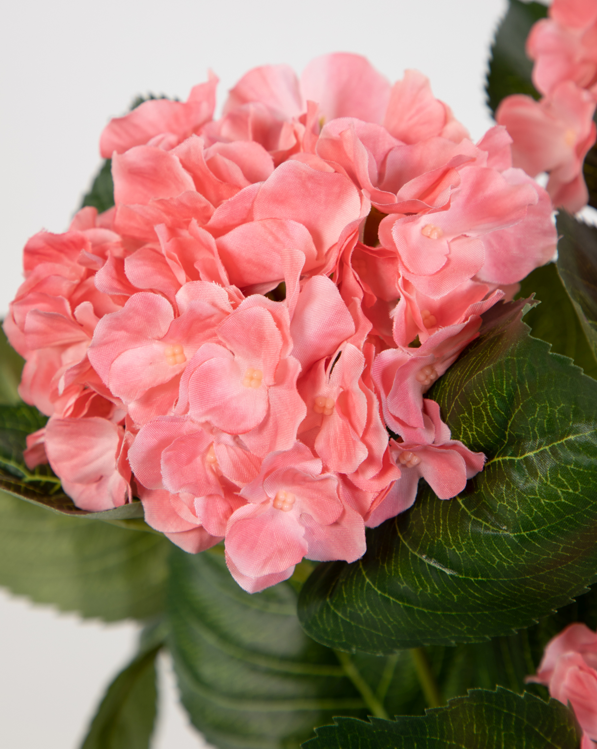Topf 42cm im Deluxe Kunstpflanzen Hortensienbusch Hortensie LM Pflanzen künstliche rosa-pink Blumen