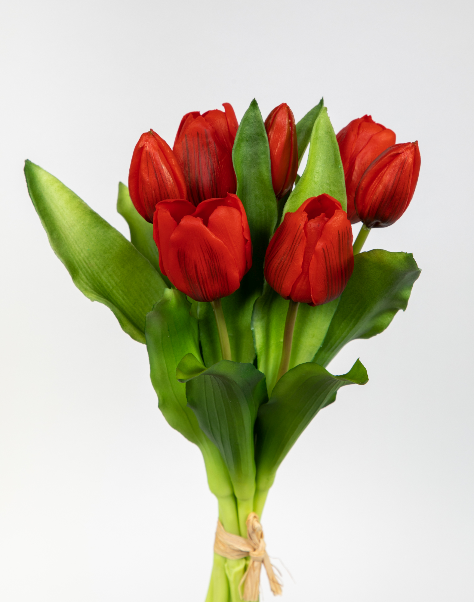 Tulpenbund Nature Real Touch 32x24cm rot LM Kunstblumen künstliche Blumen Tulpen Latex