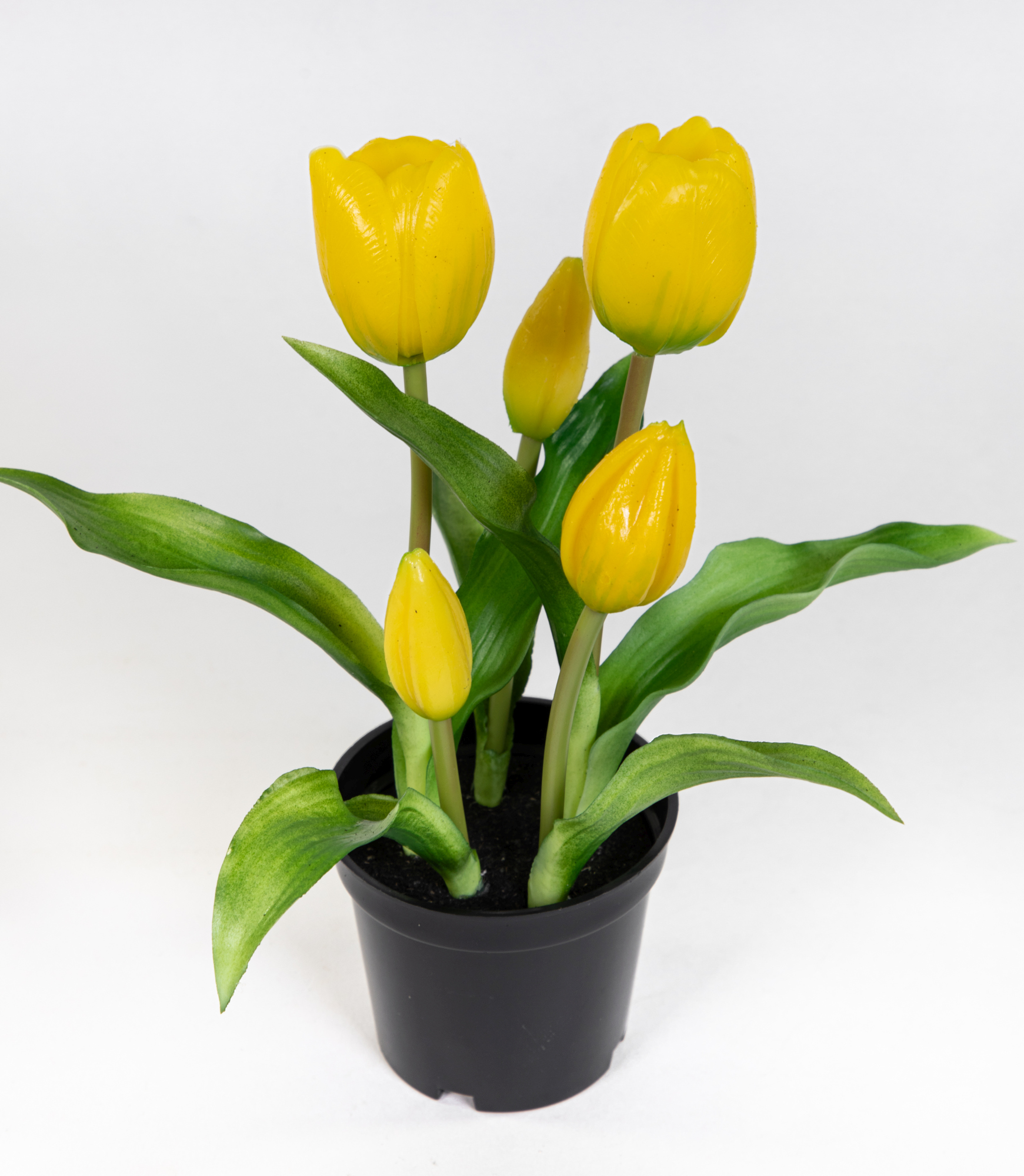Tulpen Real Touch 24cm gelb im Topf ZF Kunstpflanzen künstliche Pflanzen Tulpentopf